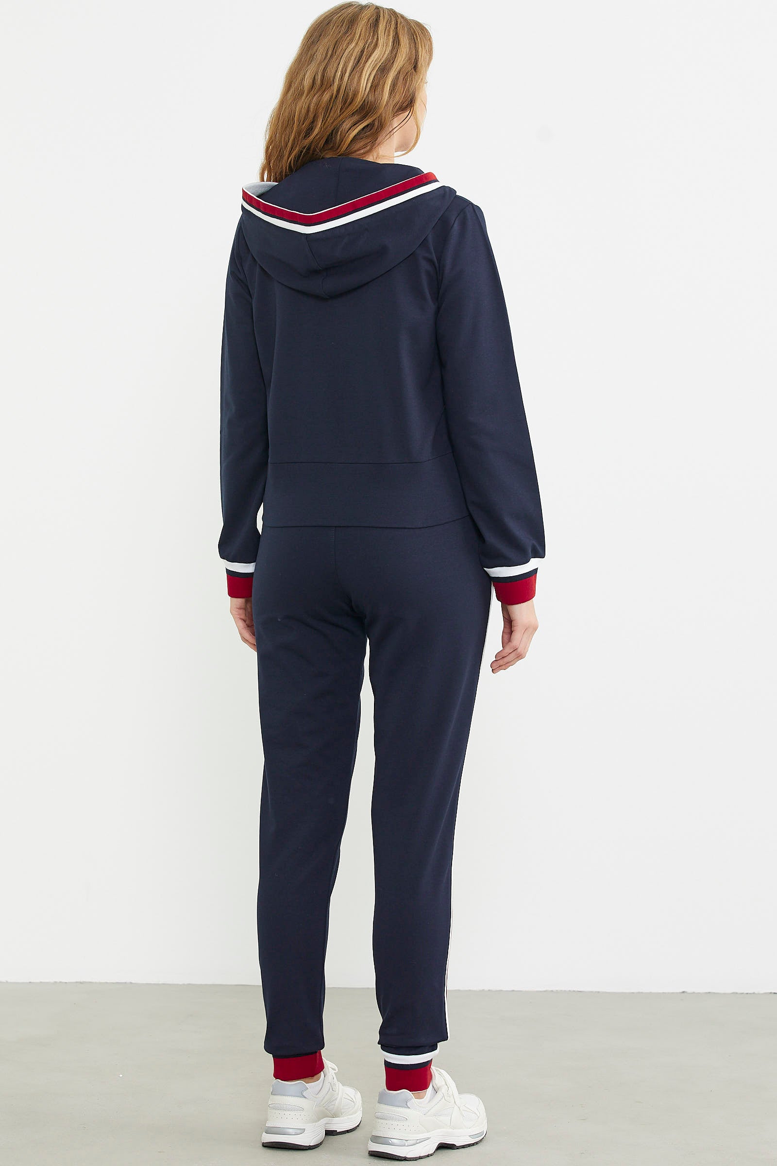 Renkli Biye Detaylı Jogger Eşofman Takım - Lacivert - Sementa