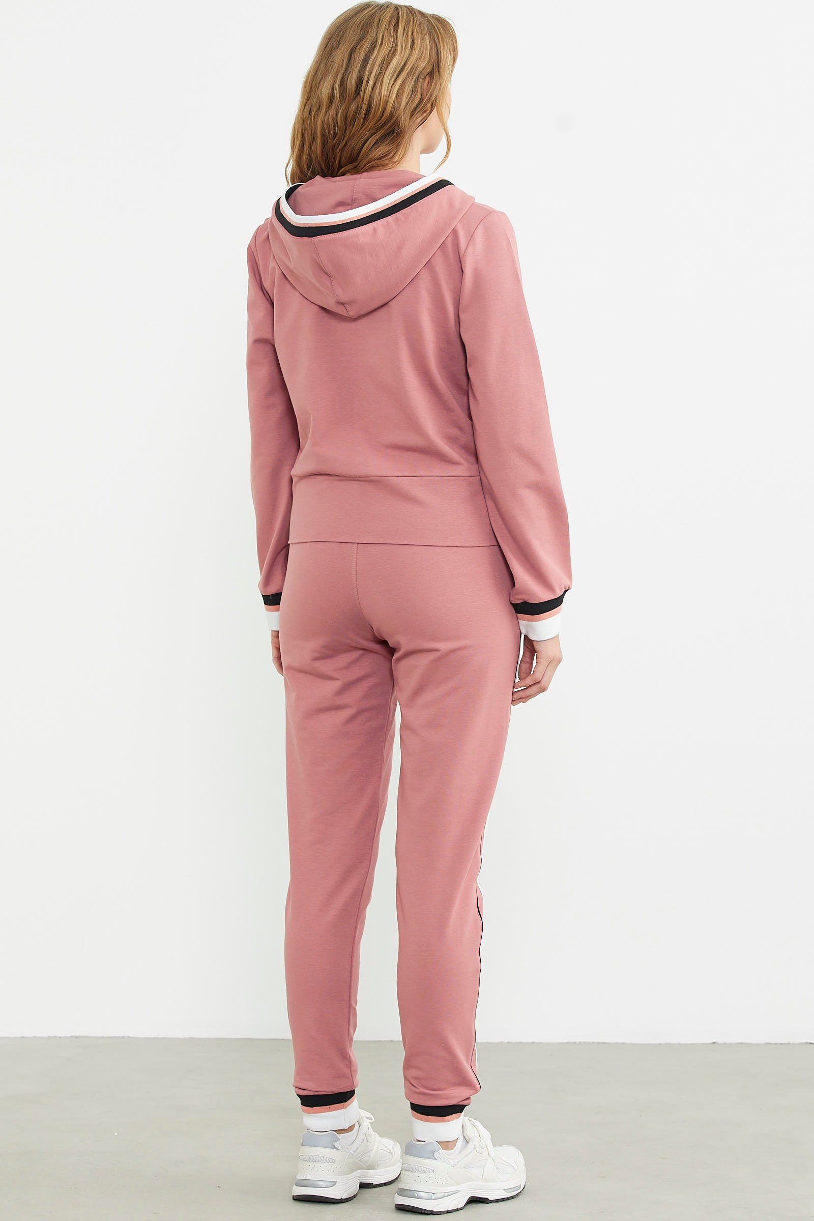 Renkli Biye Detaylı Jogger Eşofman Takım - Pembe - Sementa