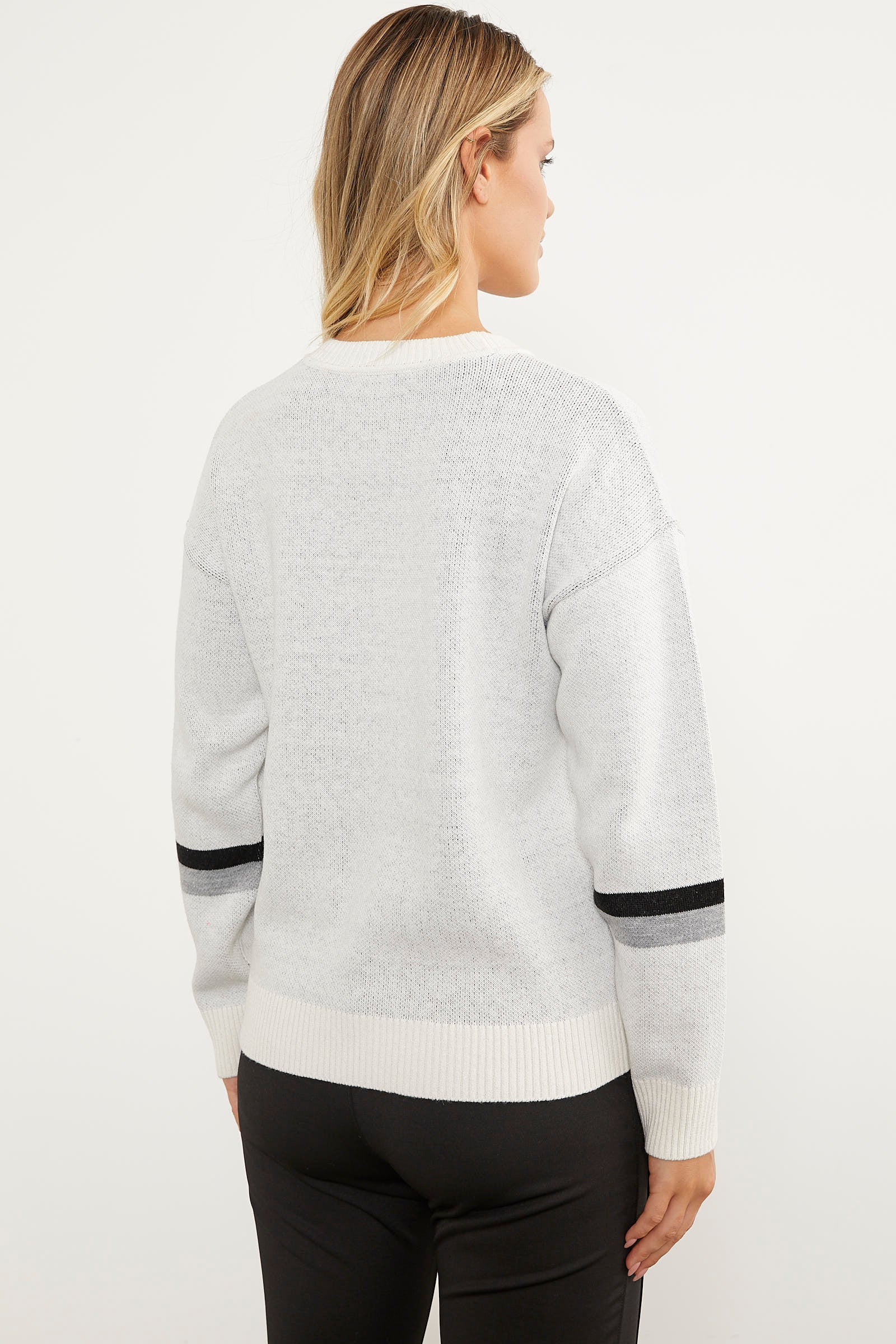 Renkli Leopar Kombinli Triko Kazak - Kemik (5) Sementa