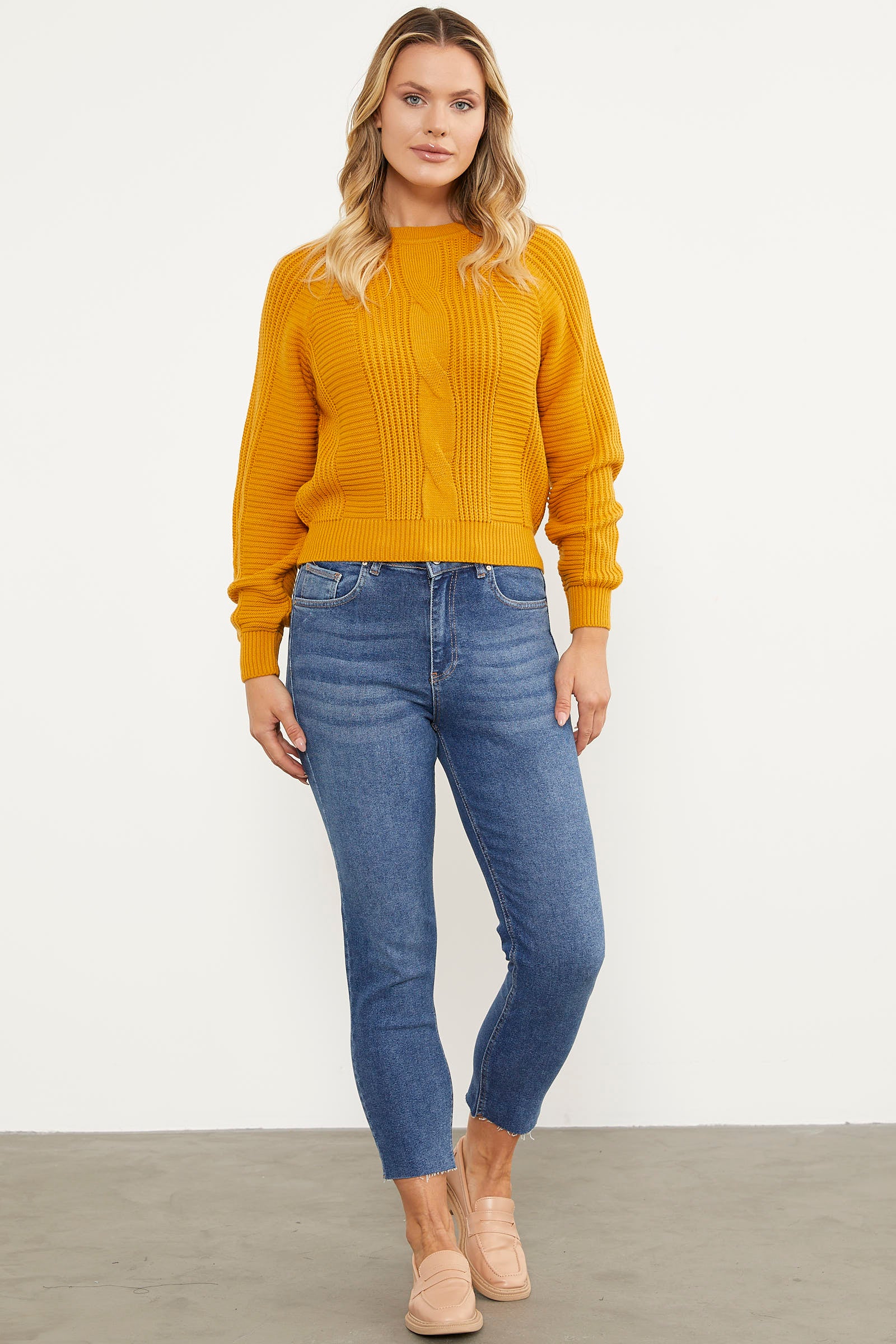 Saç Örgü Detaylı Triko Kazak - Güneş (3) Sementa