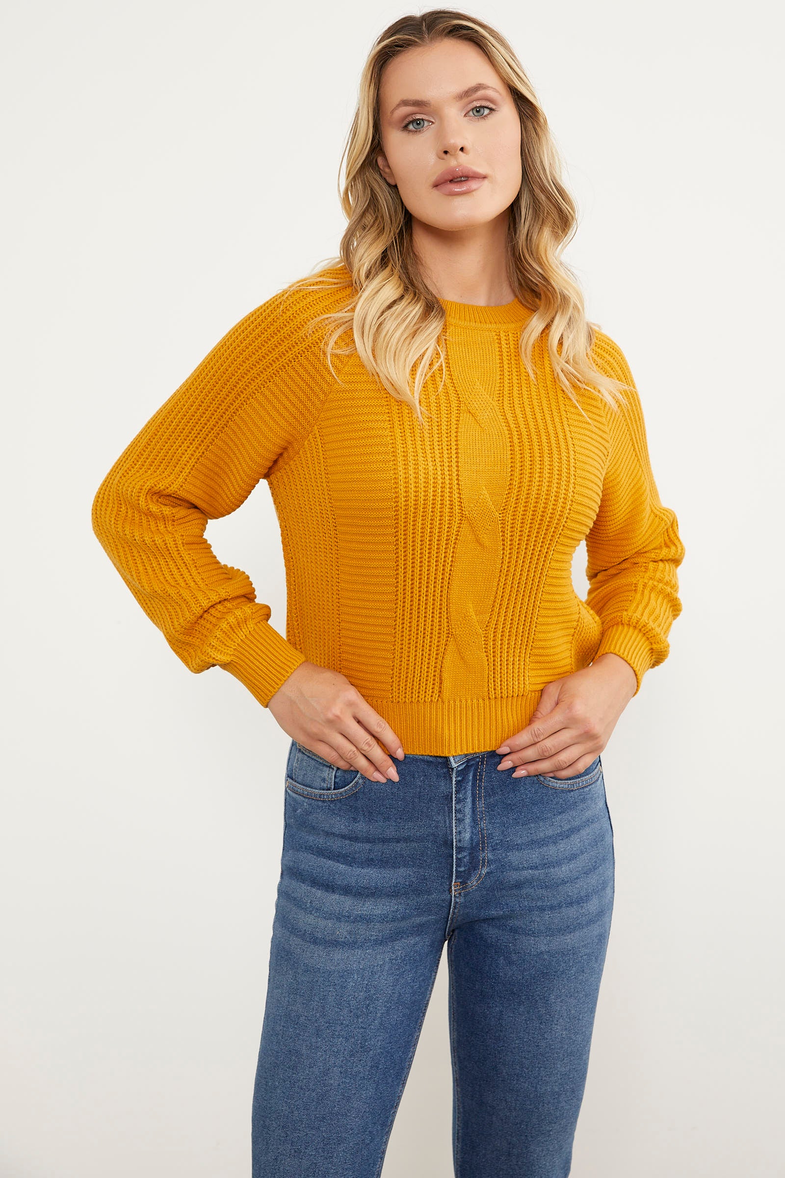 Saç Örgü Detaylı Triko Kazak - Güneş (2) Sementa