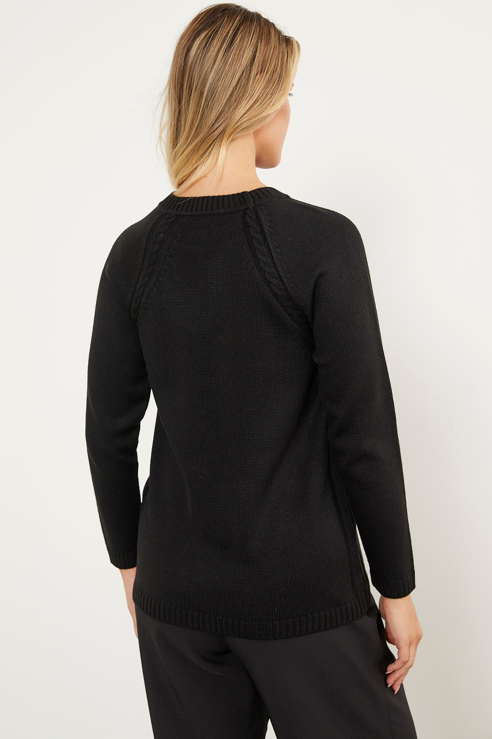 Saç Örgü Detaylı Tunik Triko Kazak - Siyah (4) Sementa