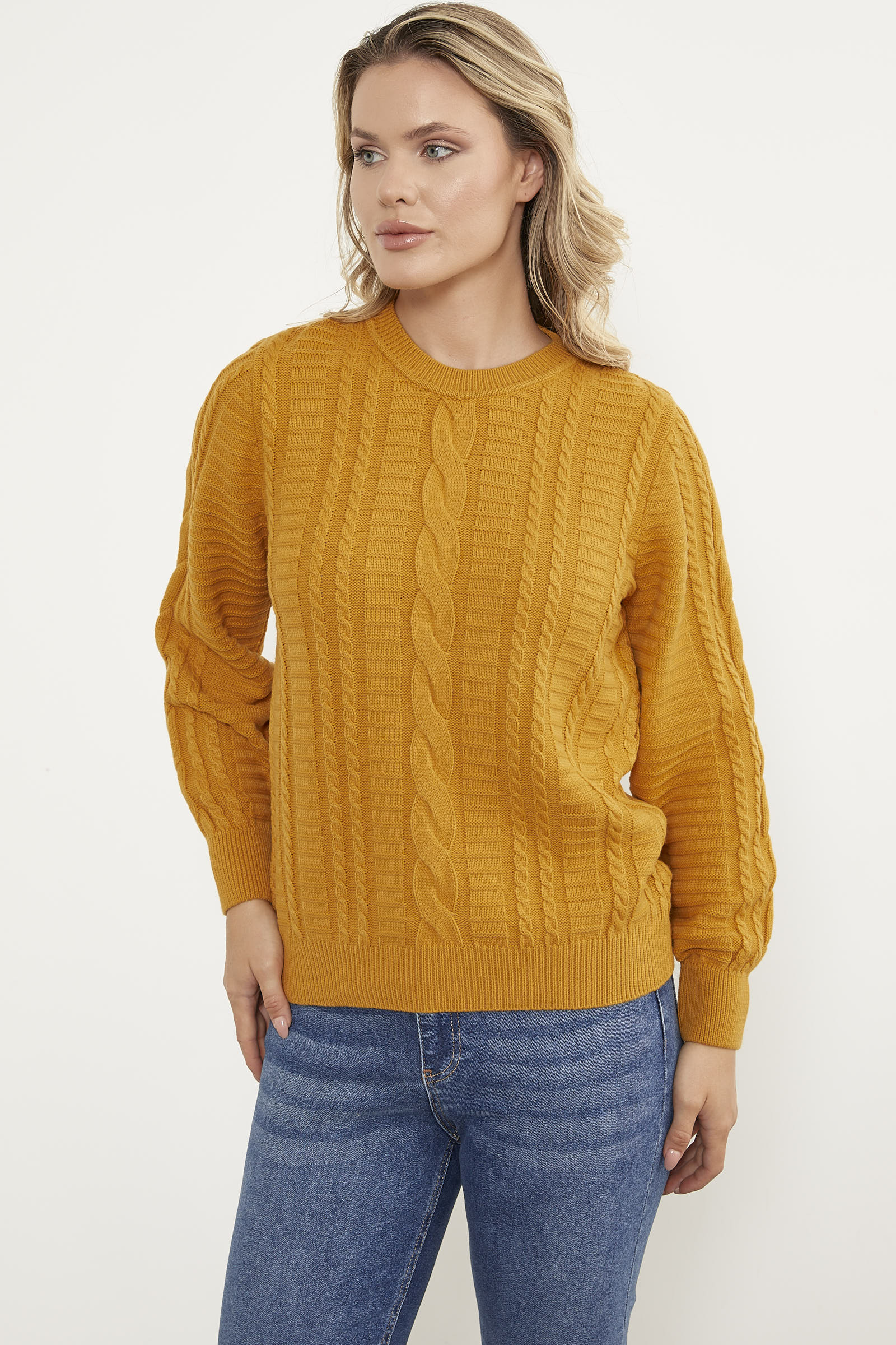 Saç Örgü Sıfır Yaka Triko Kazak - Güneş (1) Sementa