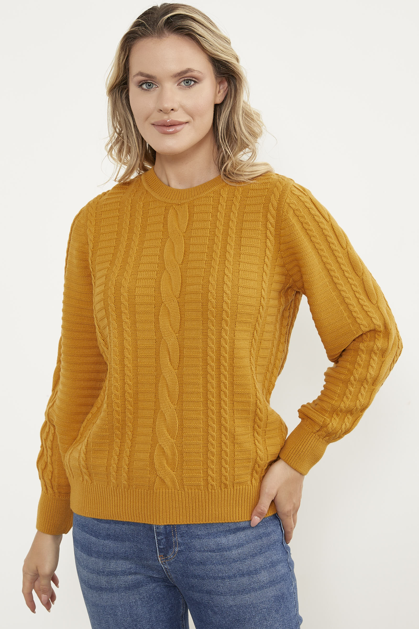 Saç Örgü Sıfır Yaka Triko Kazak - Güneş (3) Sementa