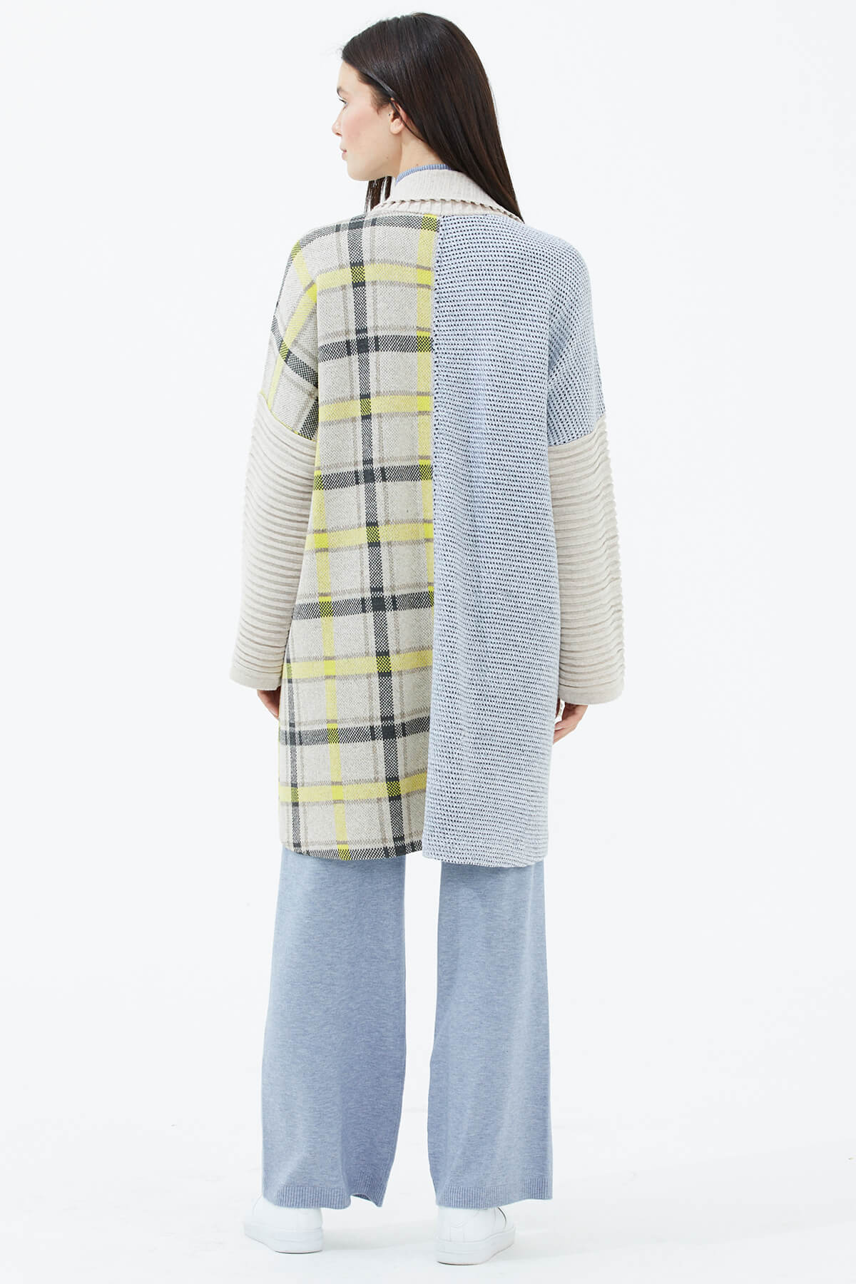 Şal Yaka Cepli Triko Hırka - Bej (4) Sementa