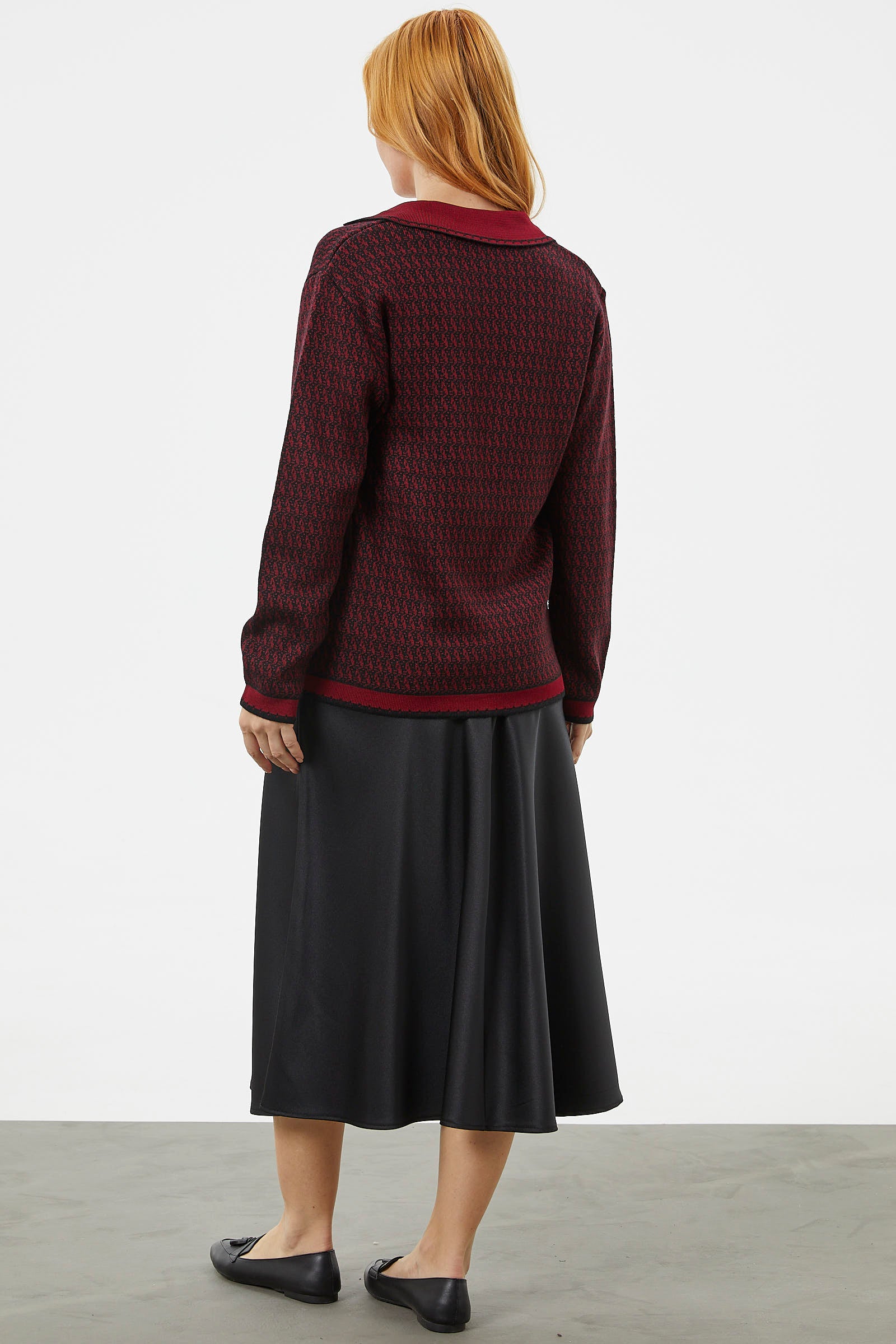 Şal Yaka Çift Renk Triko Ceket - Siyah (6) Sementa