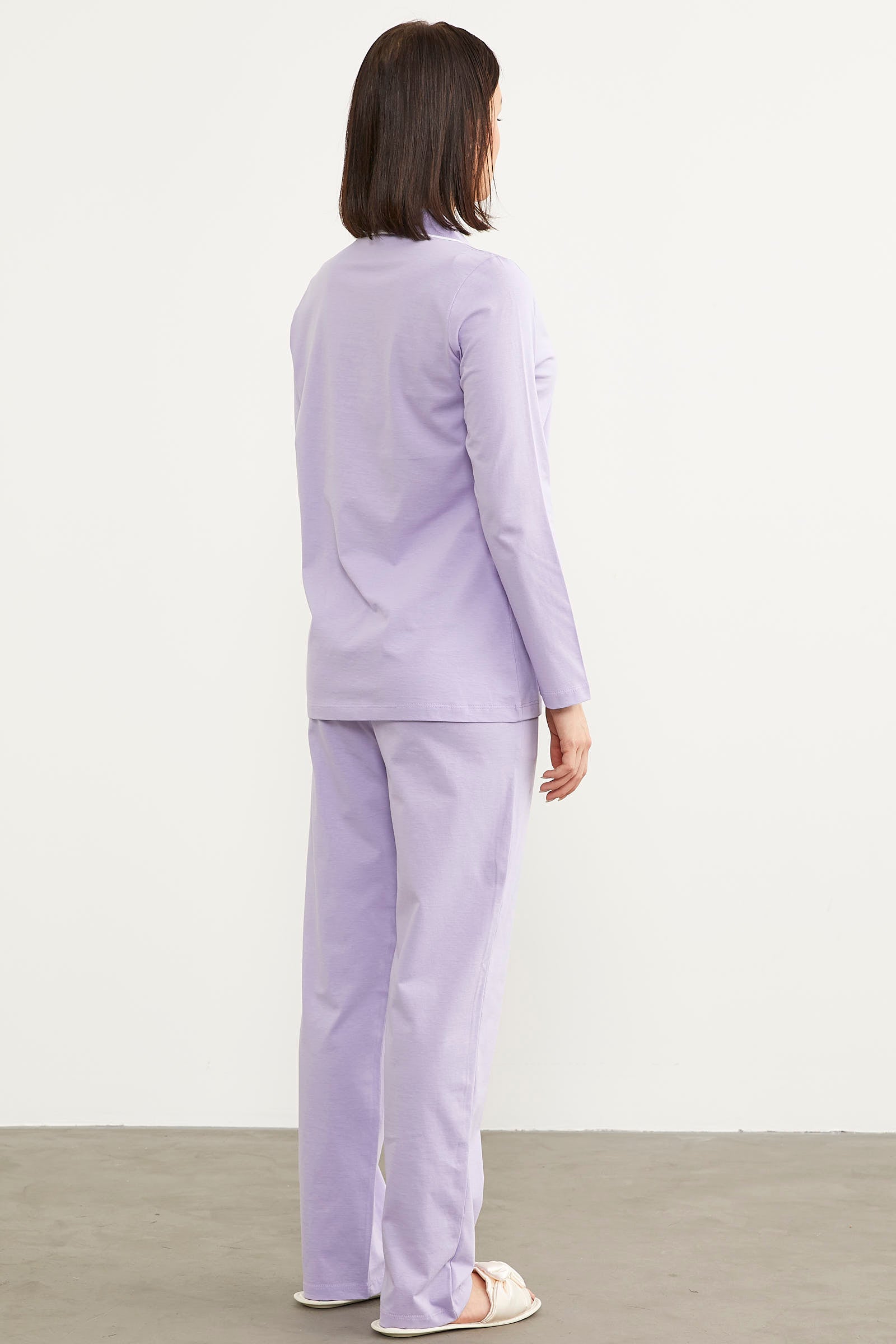 Şal Yaka Gömlek Pijama Takım - Lila (7) Sementa