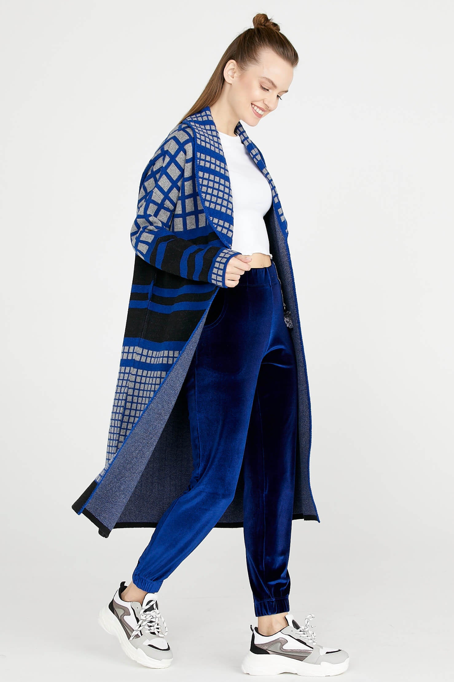 Şal Yaka Kuşaklı Uzun Triko Hırka - Siyah (3) Sementa