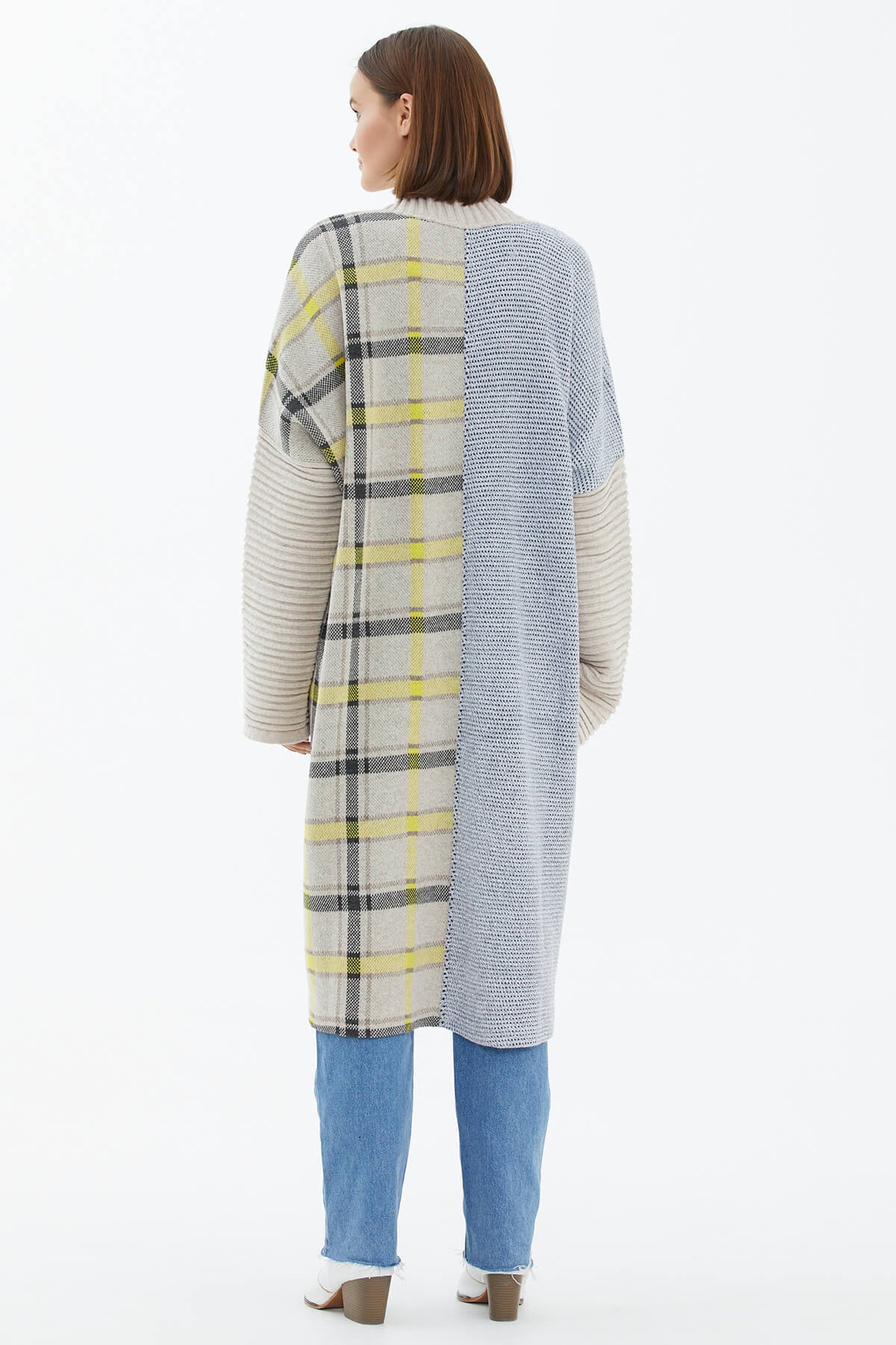 Şal Yaka Uzun Triko Hırka - Bej (6) Sementa