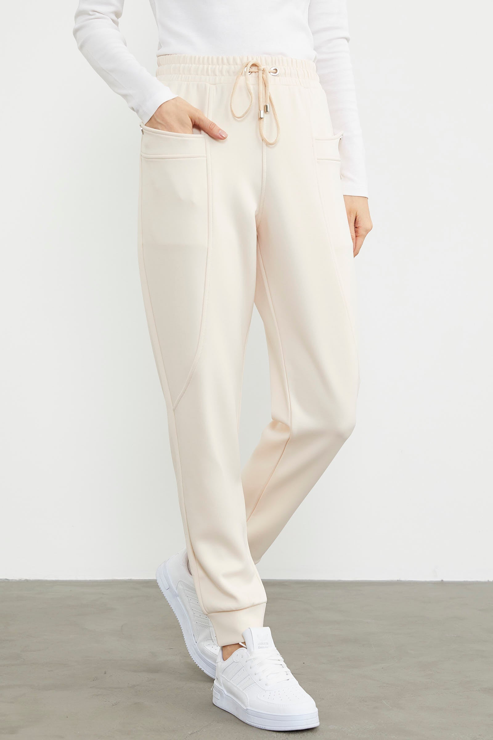 Scuba Kumaş Cepli Eşofman Altı - Açık Bej (3) Sementa