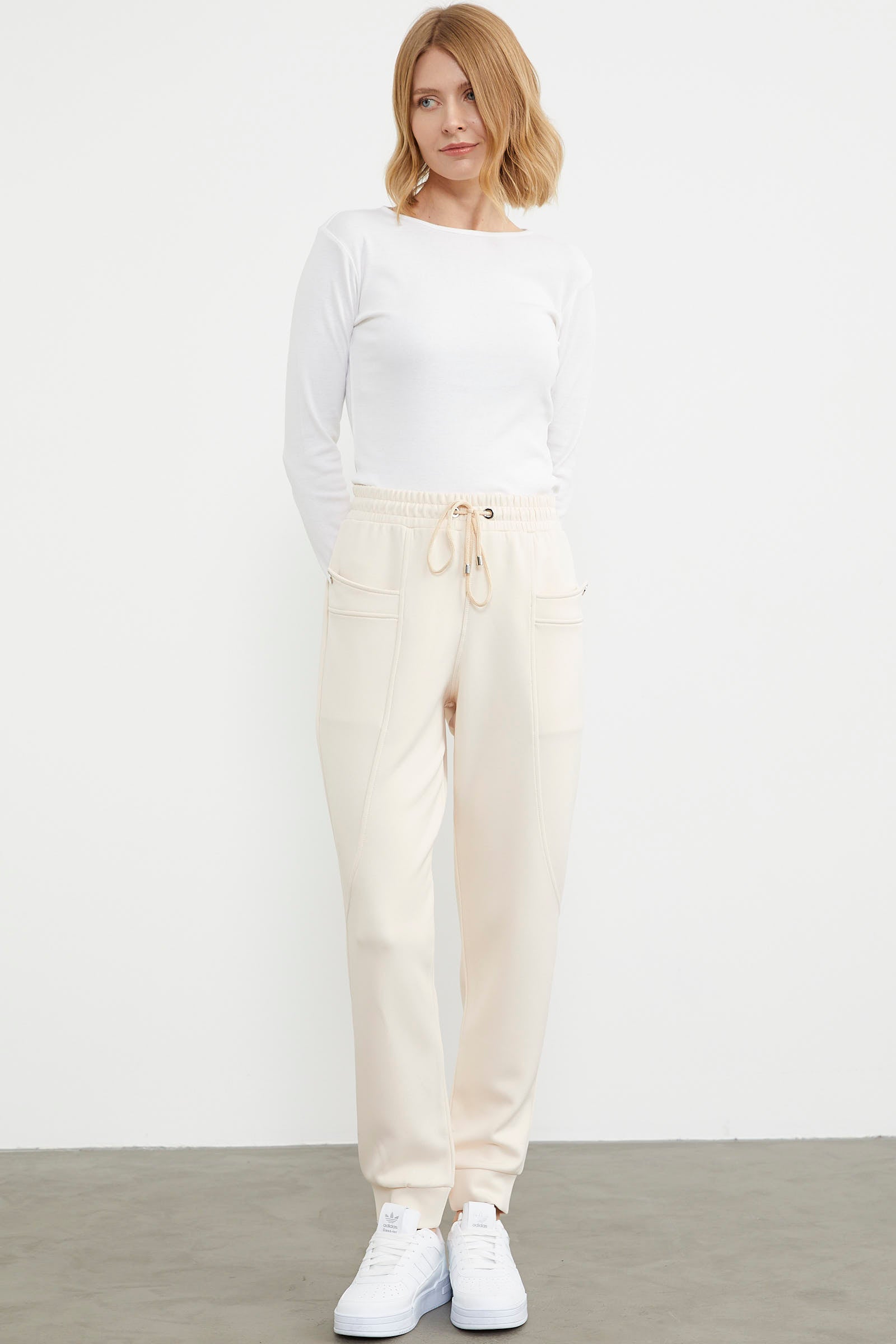 Scuba Kumaş Cepli Eşofman Altı - Açık Bej (4) Sementa