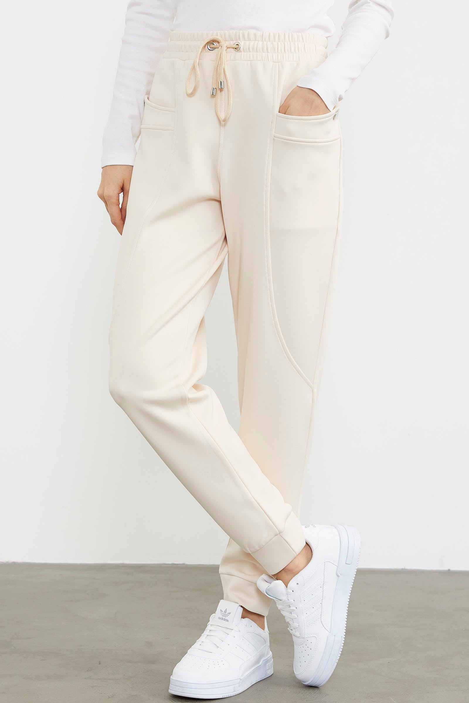 Scuba Kumaş Cepli Eşofman Altı - Açık Bej (5) Sementa