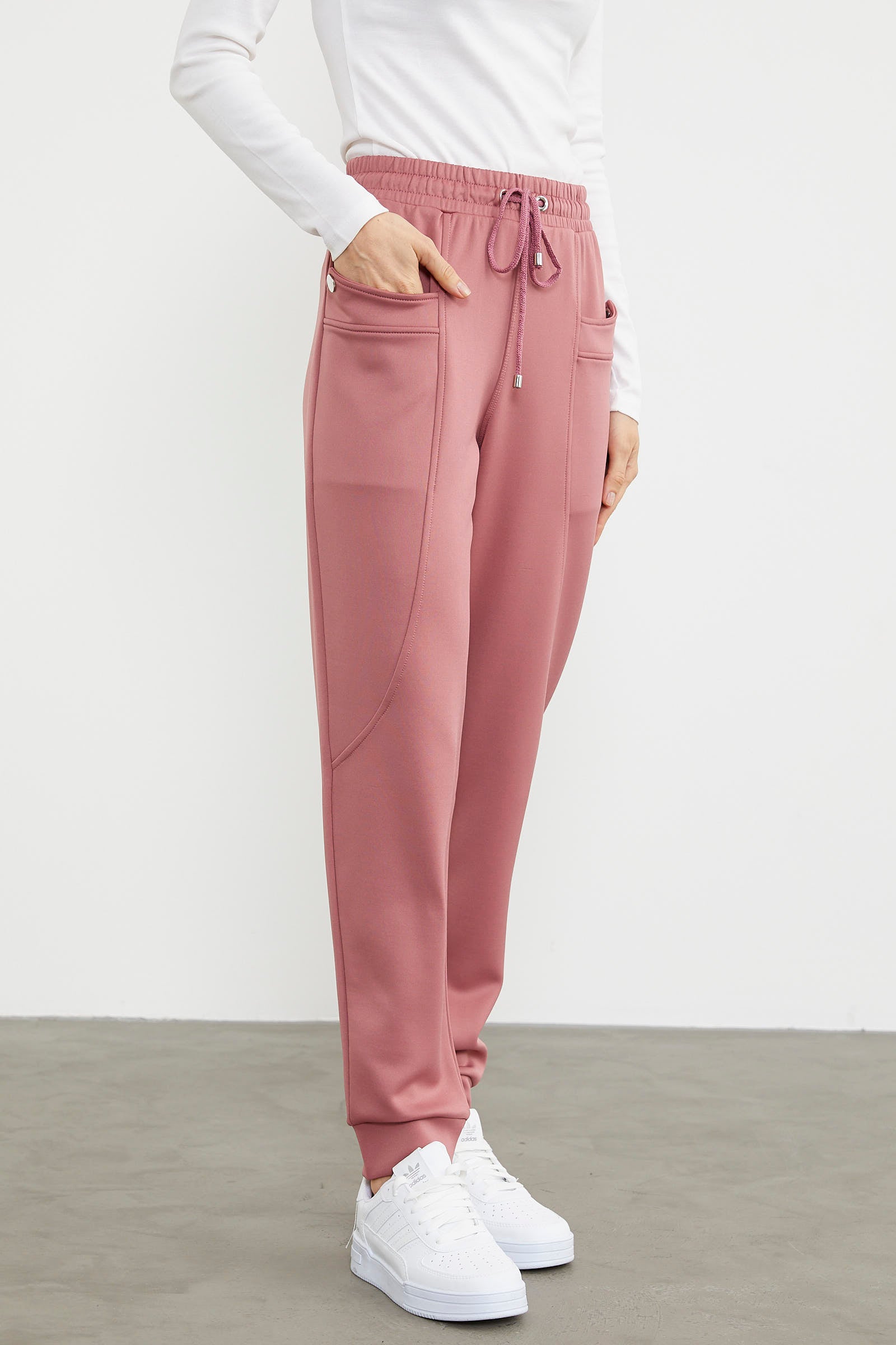 Scuba Kumaş Cepli Eşofman Altı - Gül (4) Sementa