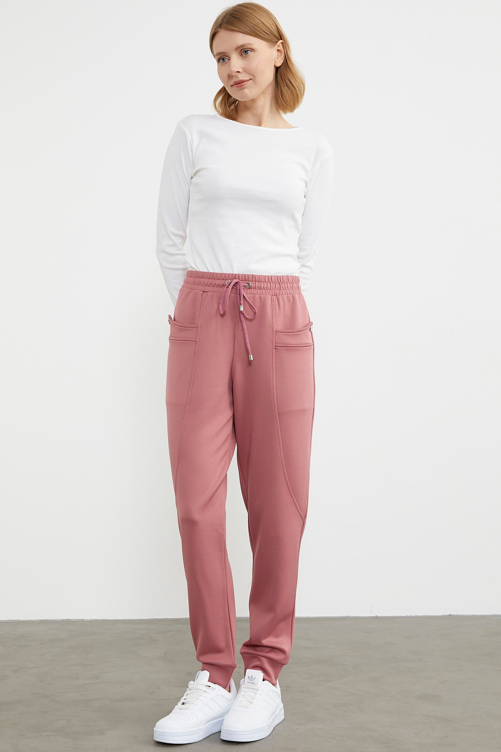 Scuba Kumaş Cepli Eşofman Altı - Gül (2) Sementa