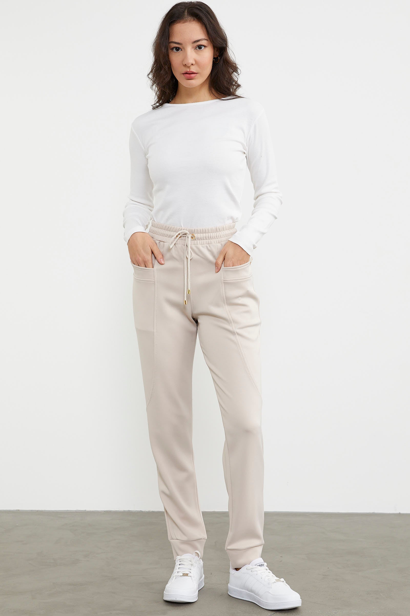 Scuba Kumaş Cepli Eşofman Altı - Koyu Bej (1) Sementa