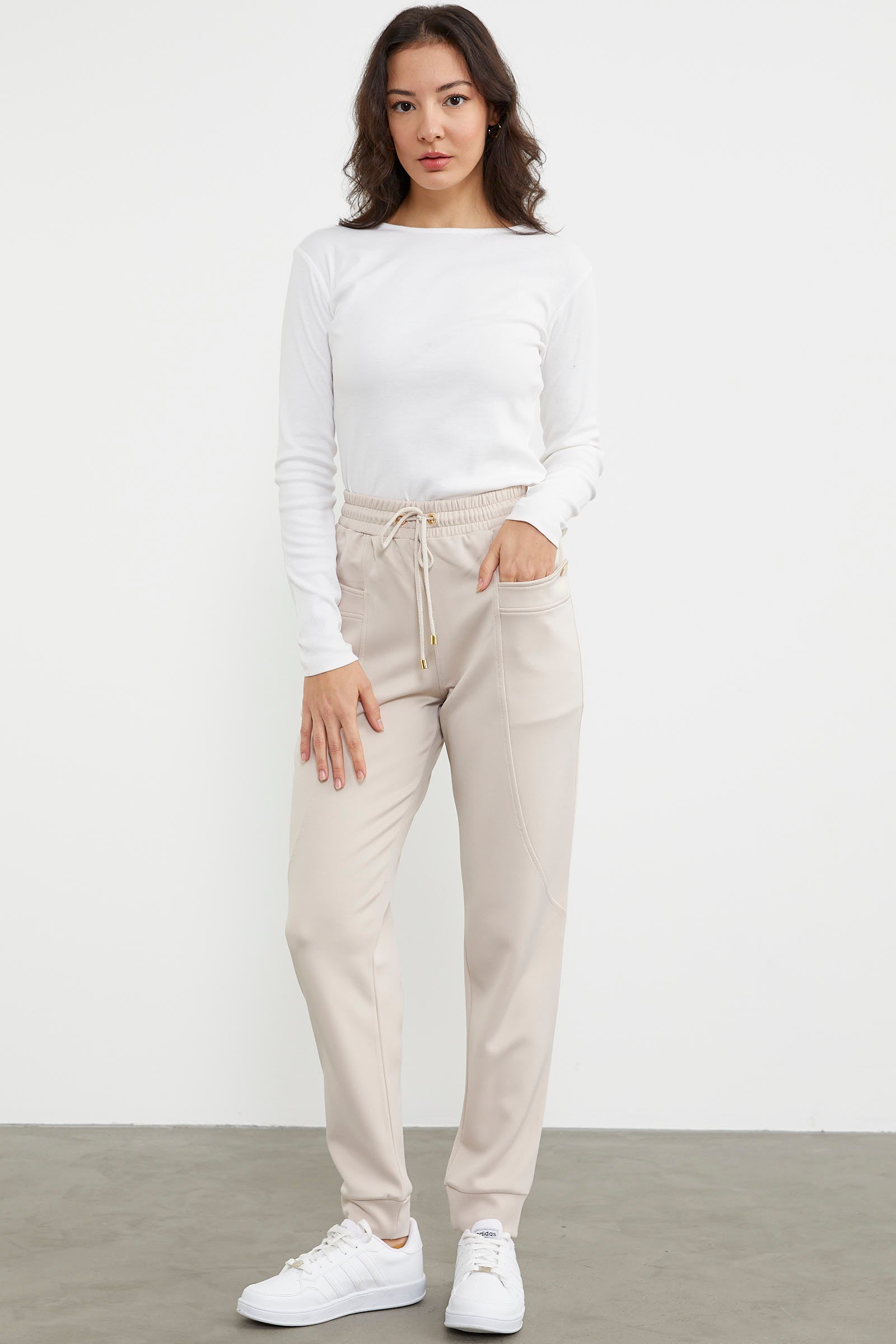 Scuba Kumaş Cepli Eşofman Altı - Koyu Bej (2) Sementa