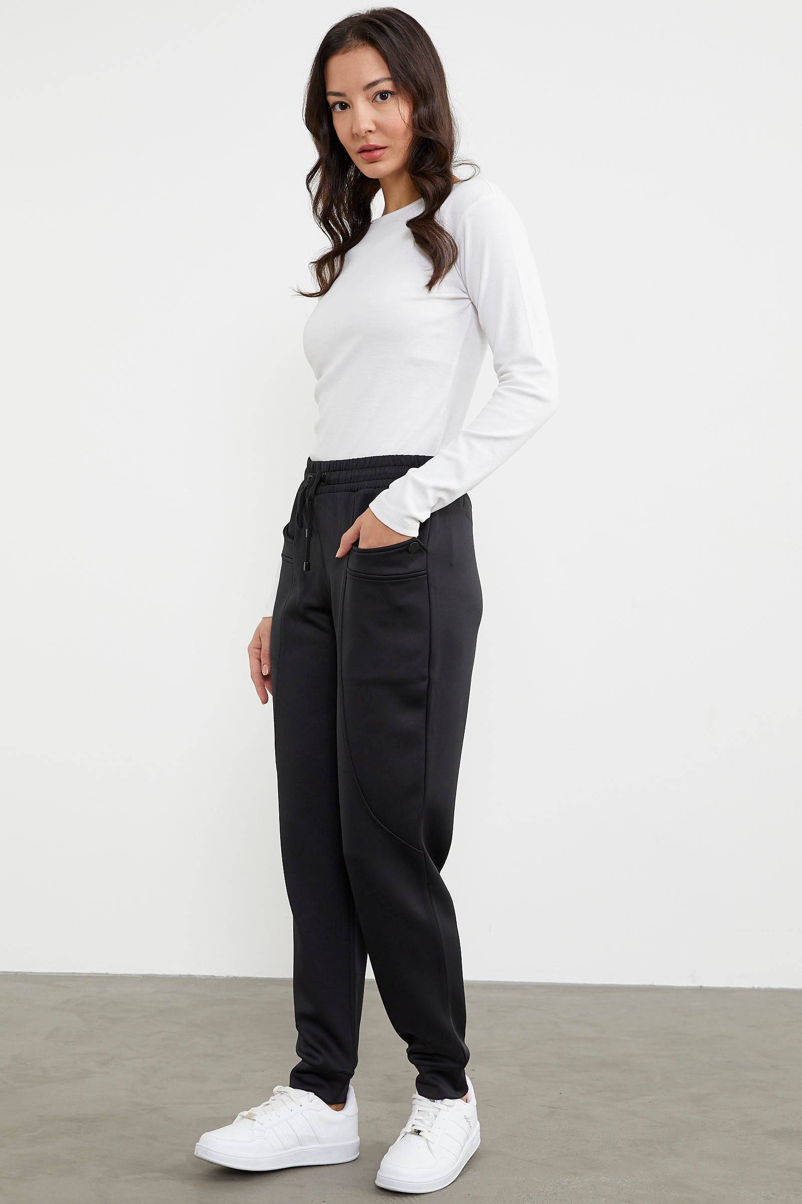 Scuba Kumaş Cepli Eşofman Altı - Siyah (3) Sementa