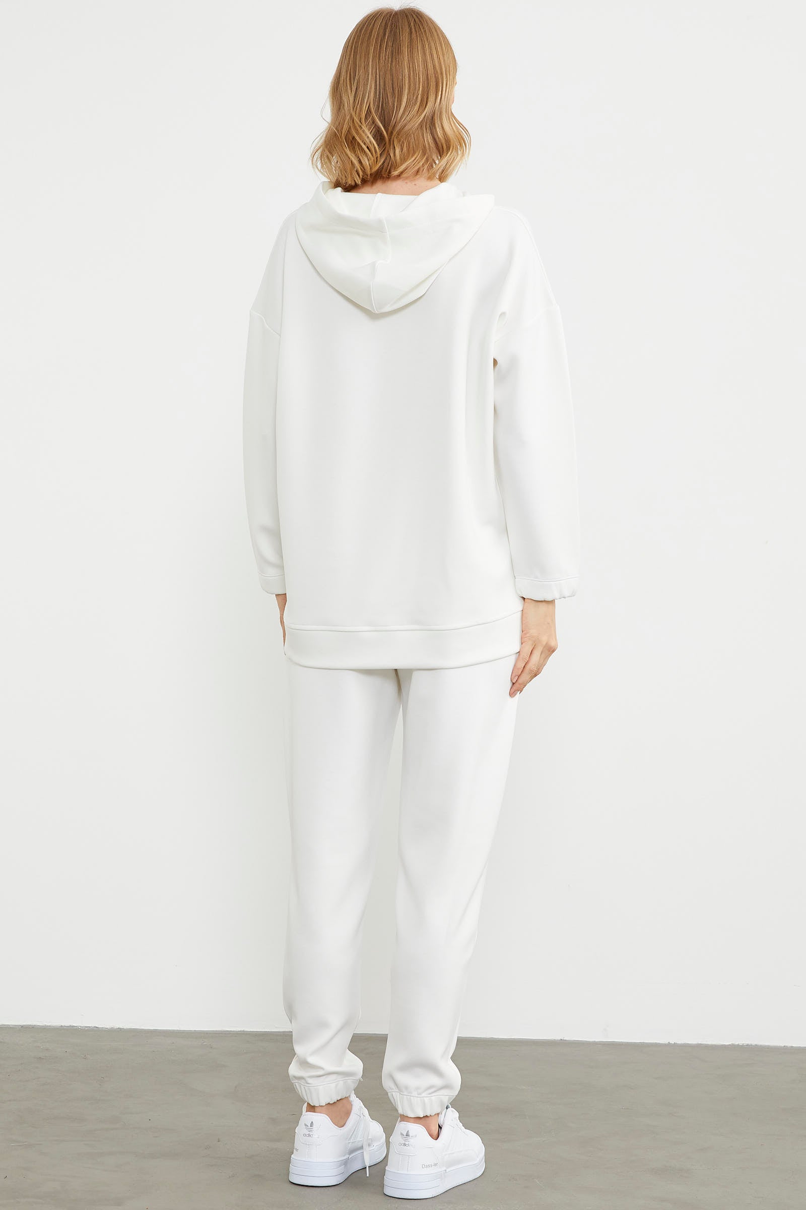 Scuba Oversize Nakışlı Eşofman Takım - Ekru (5) Sementa