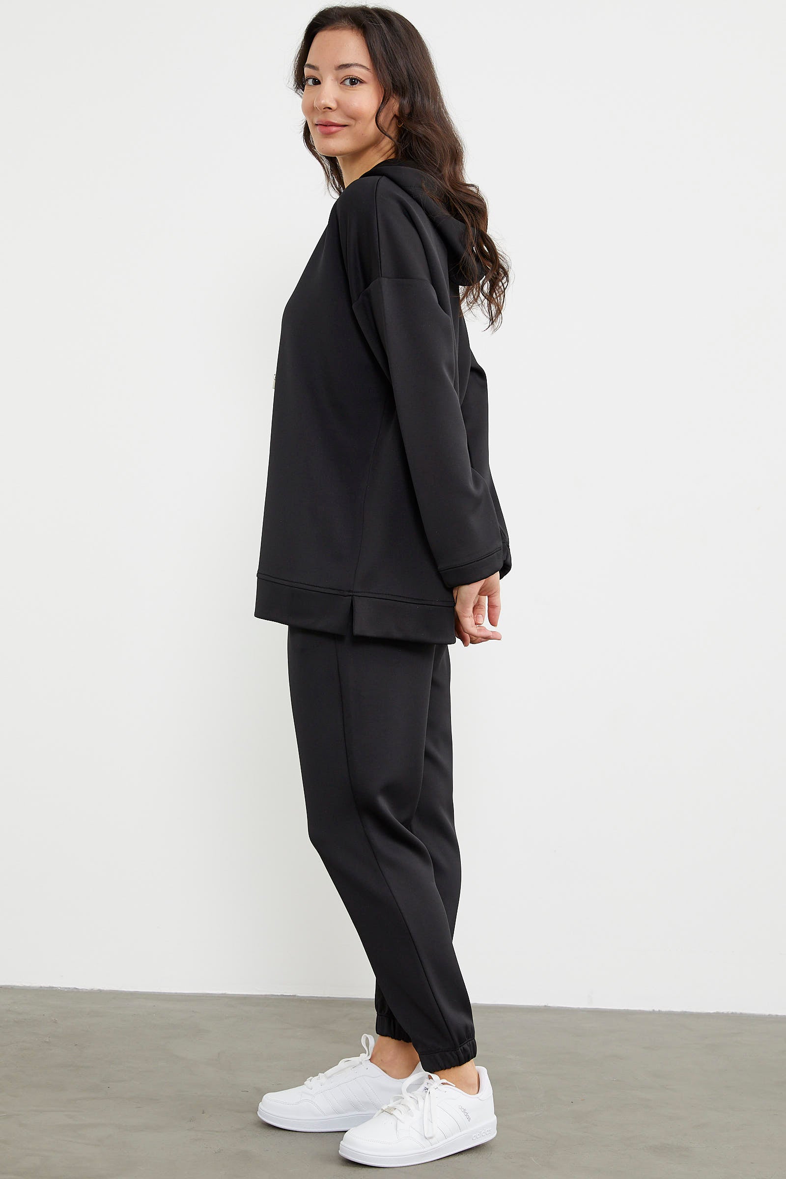 Scuba Oversize Nakışlı Eşofman Takım - Siyah (6) Sementa