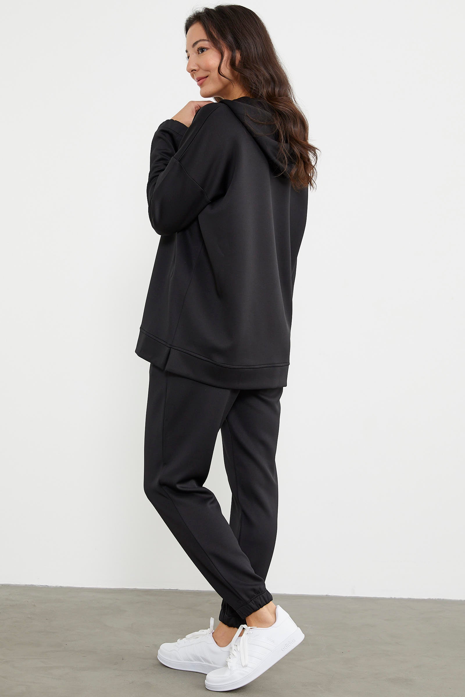 Scuba Oversize Nakışlı Eşofman Takım - Siyah (7) Sementa