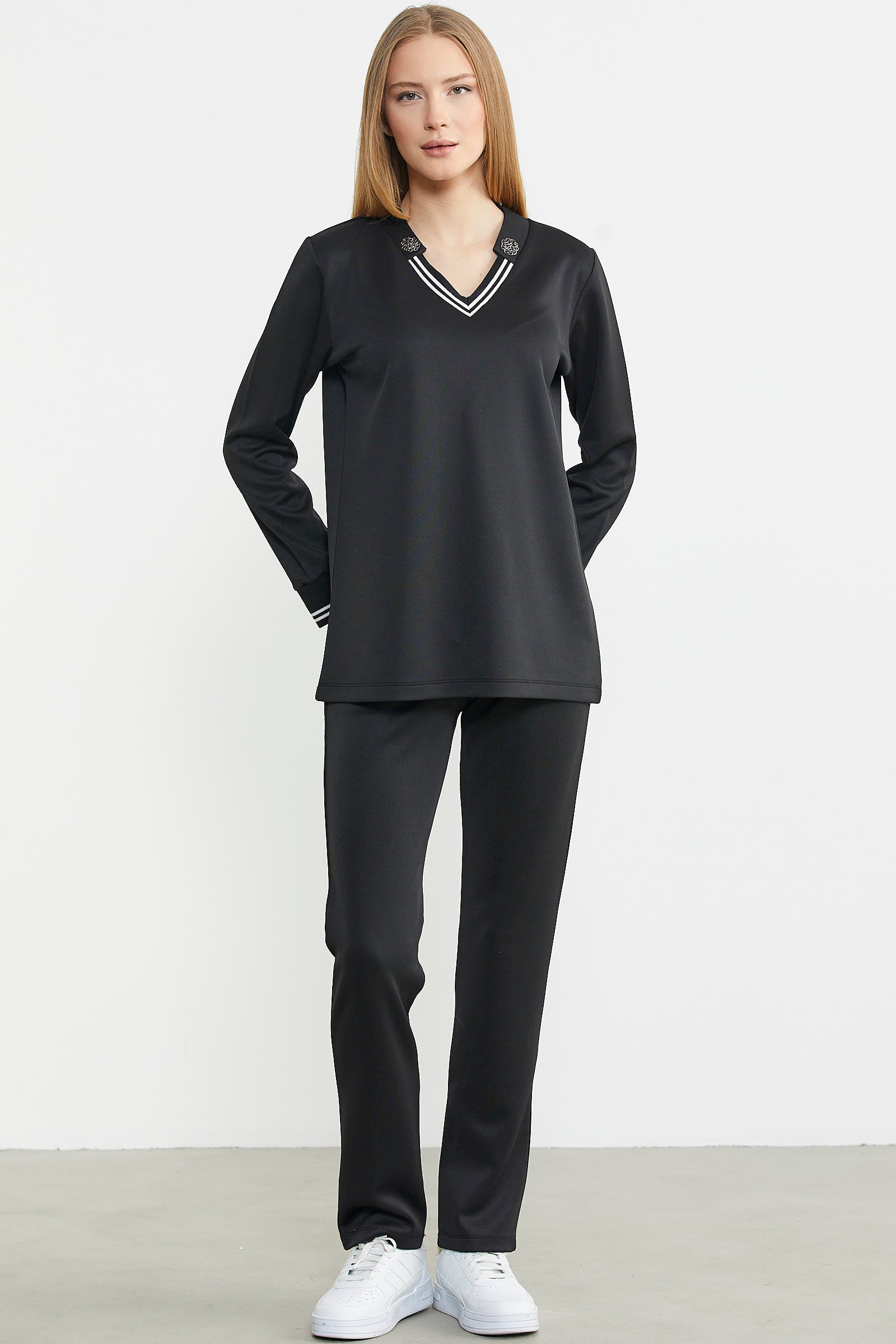 Scuba Yaka Detaylı Eşofman Takım - Siyah - Sementa