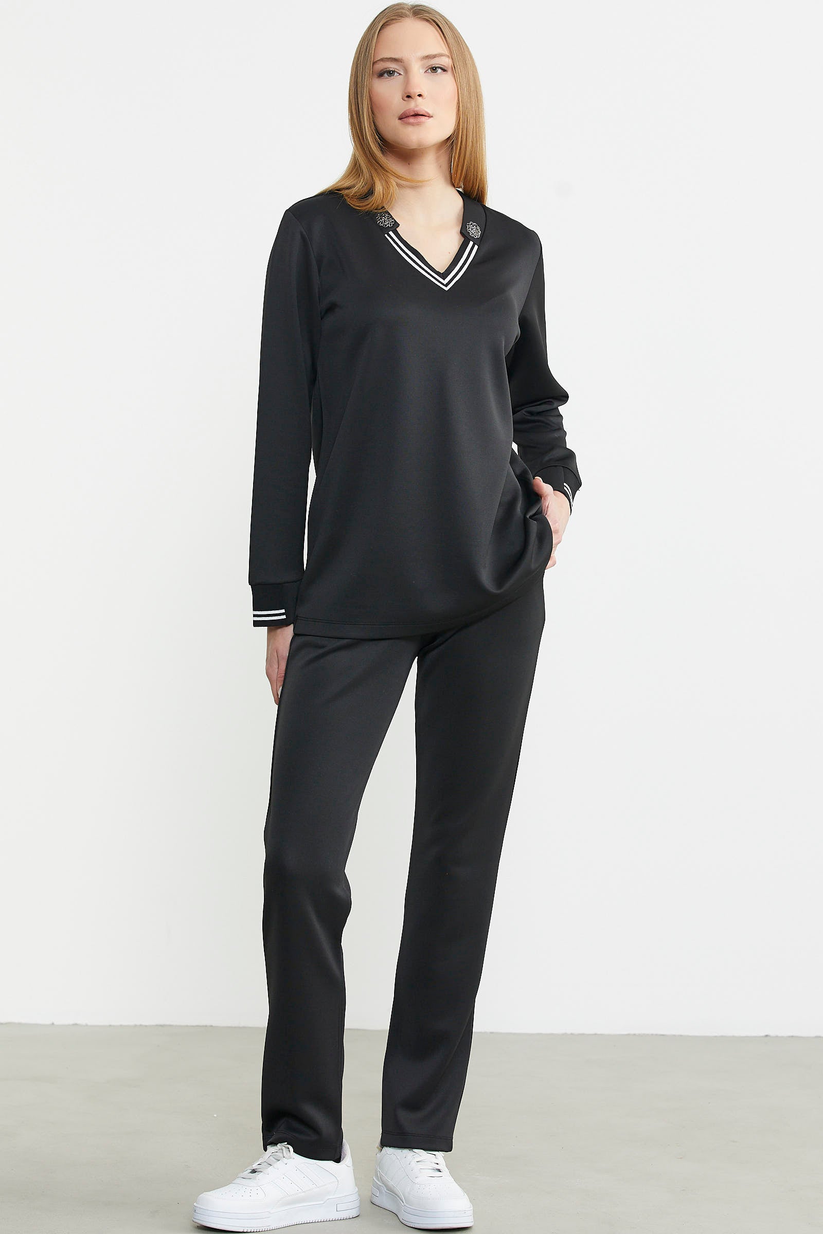 Scuba Yaka Detaylı Eşofman Takım - Siyah - Sementa