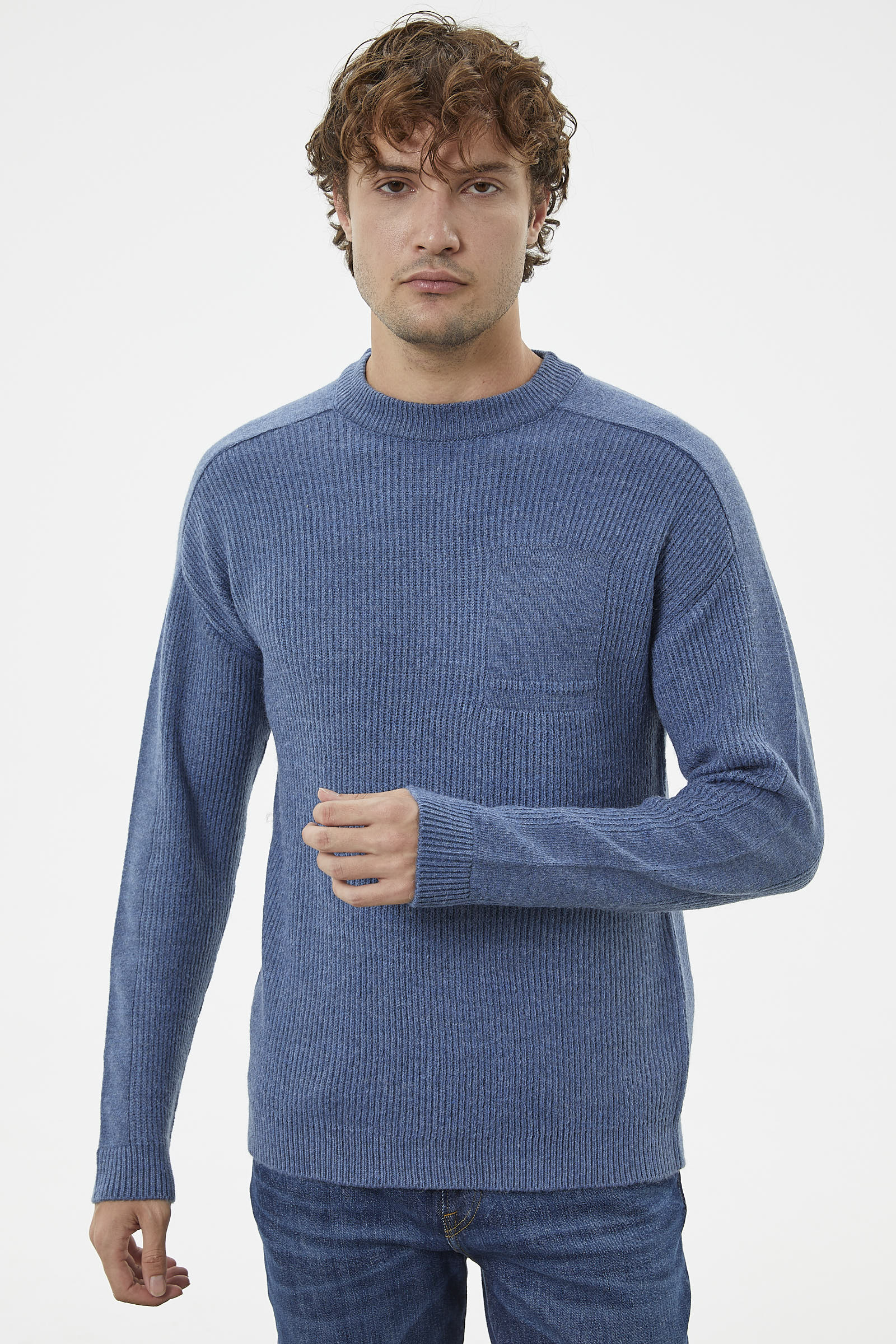 Selanik Örgü Basic Triko Kazak - Indigo (1) Sementa