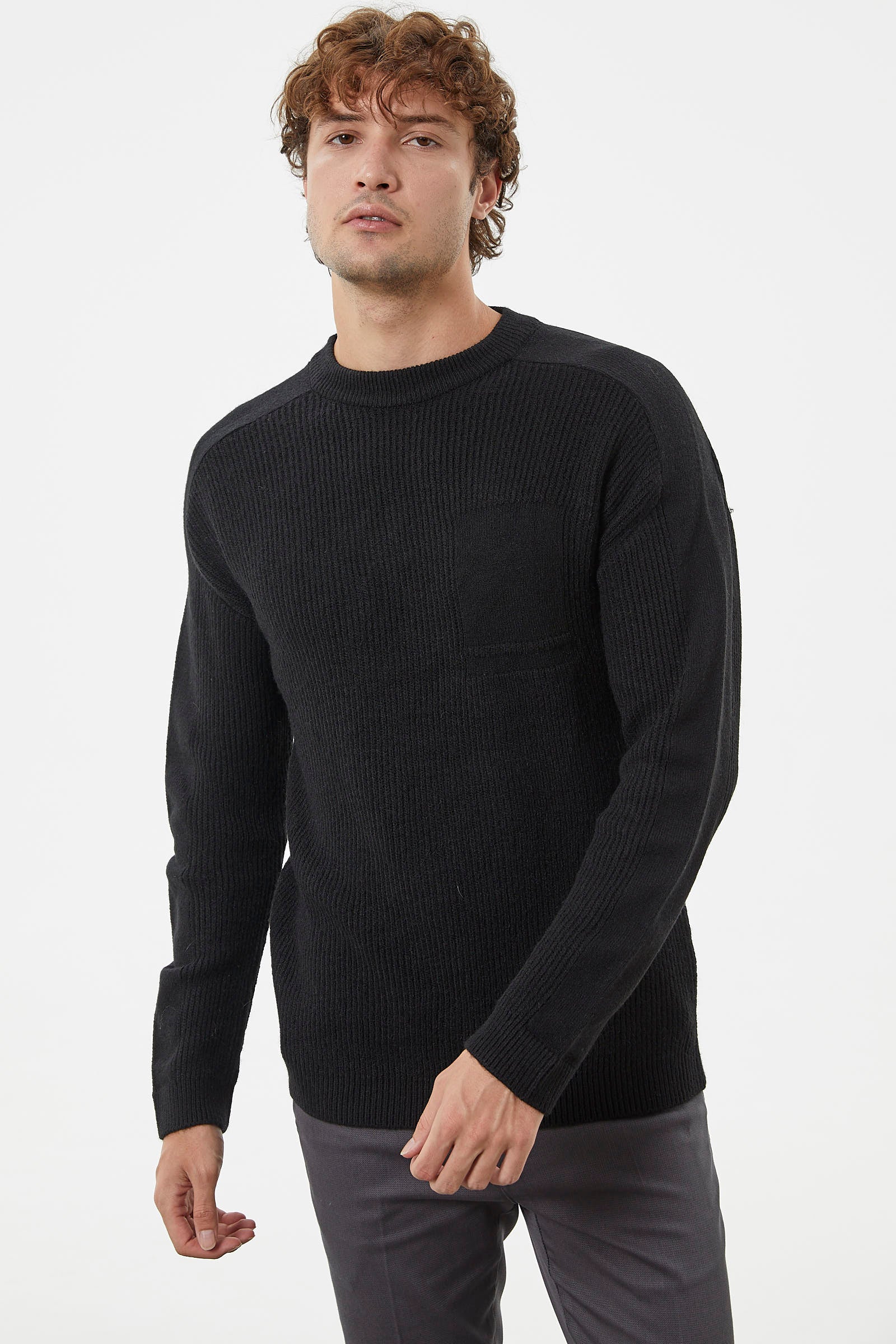 Selanik Örgü Basic Triko Kazak - Siyah (2) Sementa