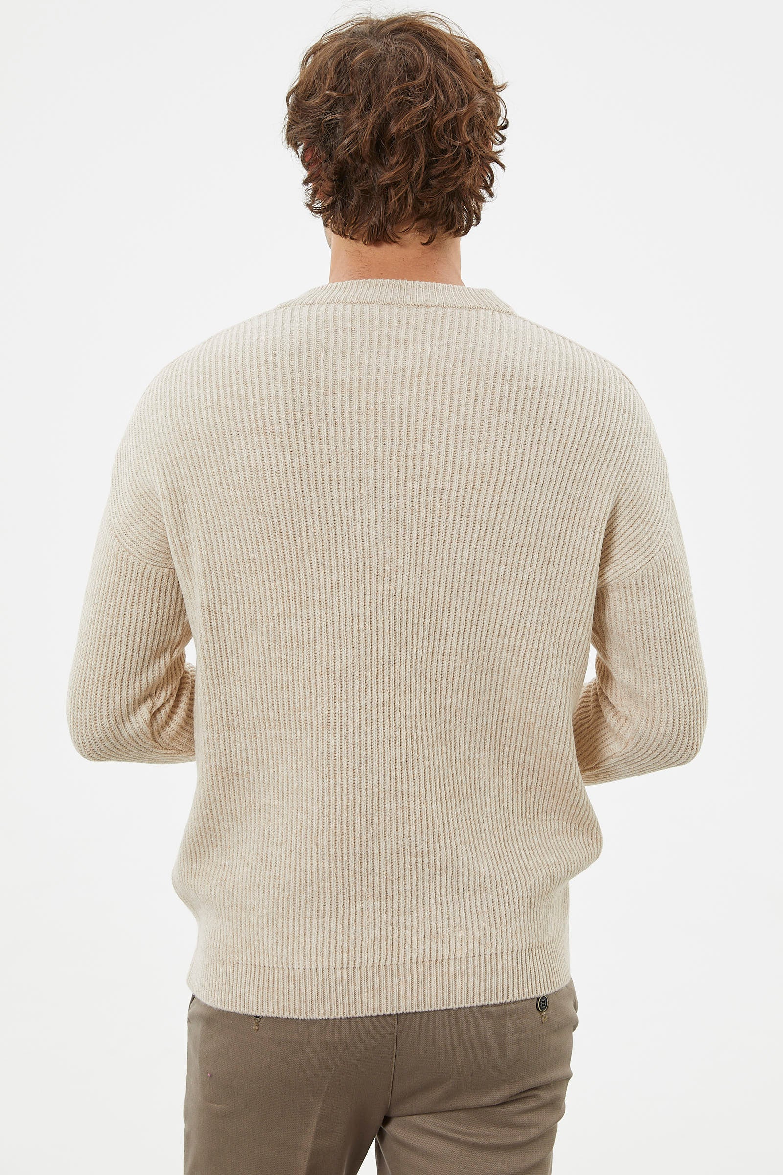 Selanik Örgü Basic Triko Kazak - Taş (6) Sementa