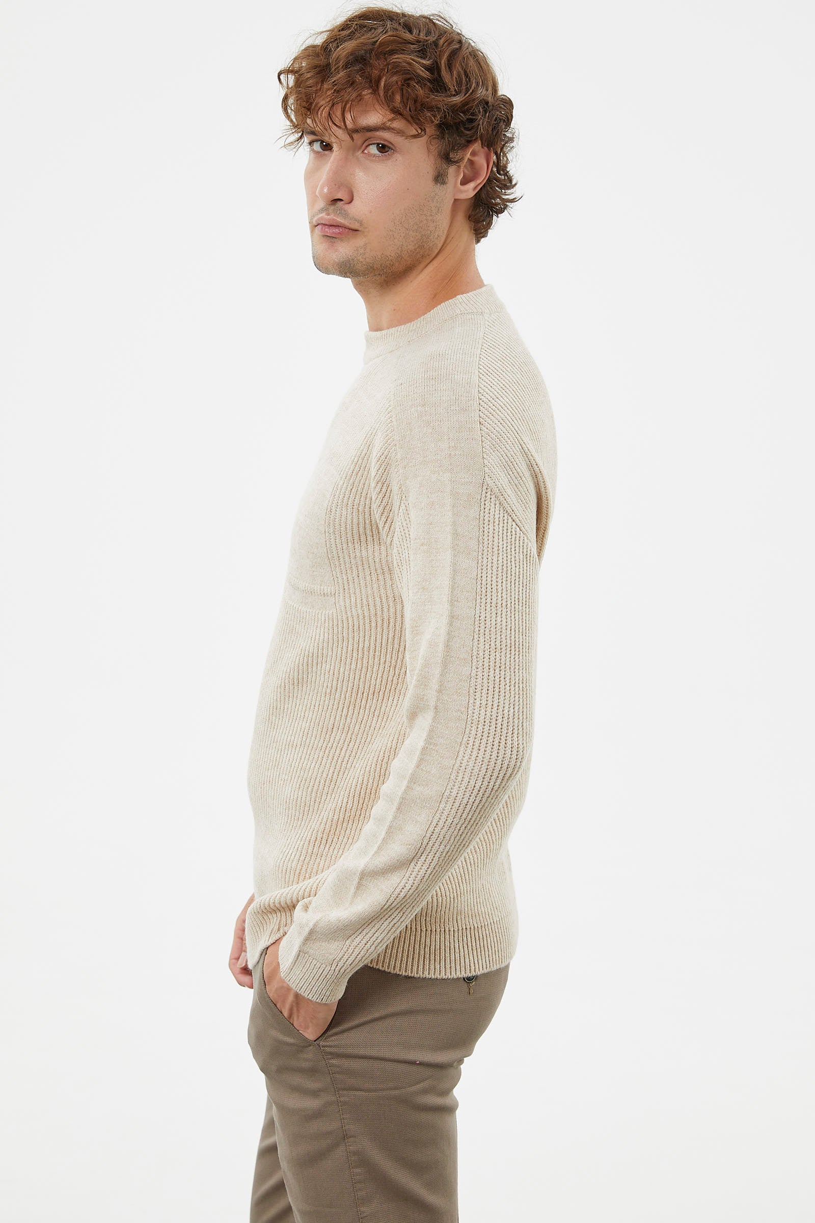 Selanik Örgü Basic Triko Kazak - Taş (5) Sementa