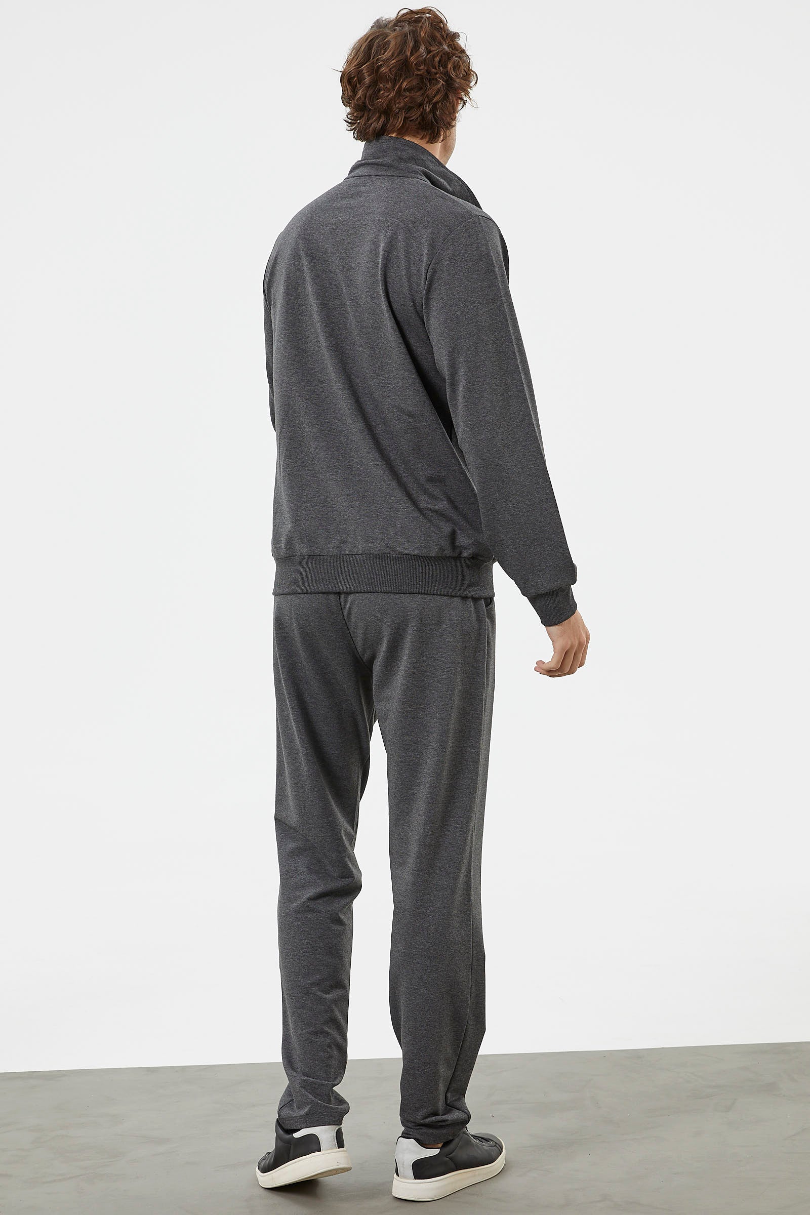 Şerit Detaylı Dik Yaka Eşofman Takım - Antrasit (6) Sementa