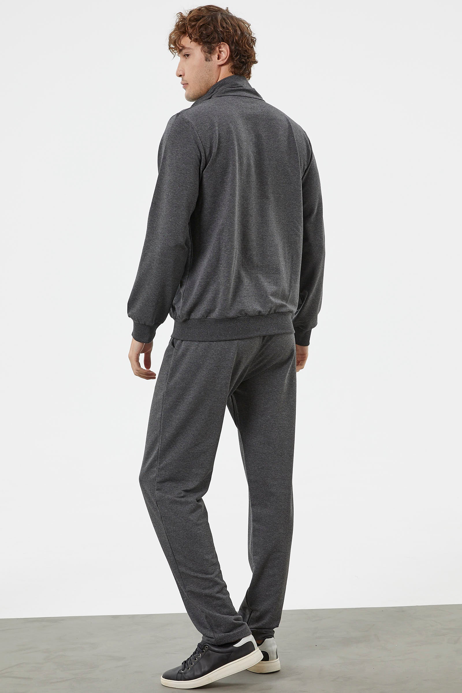 Şerit Detaylı Dik Yaka Eşofman Takım - Antrasit (5) Sementa