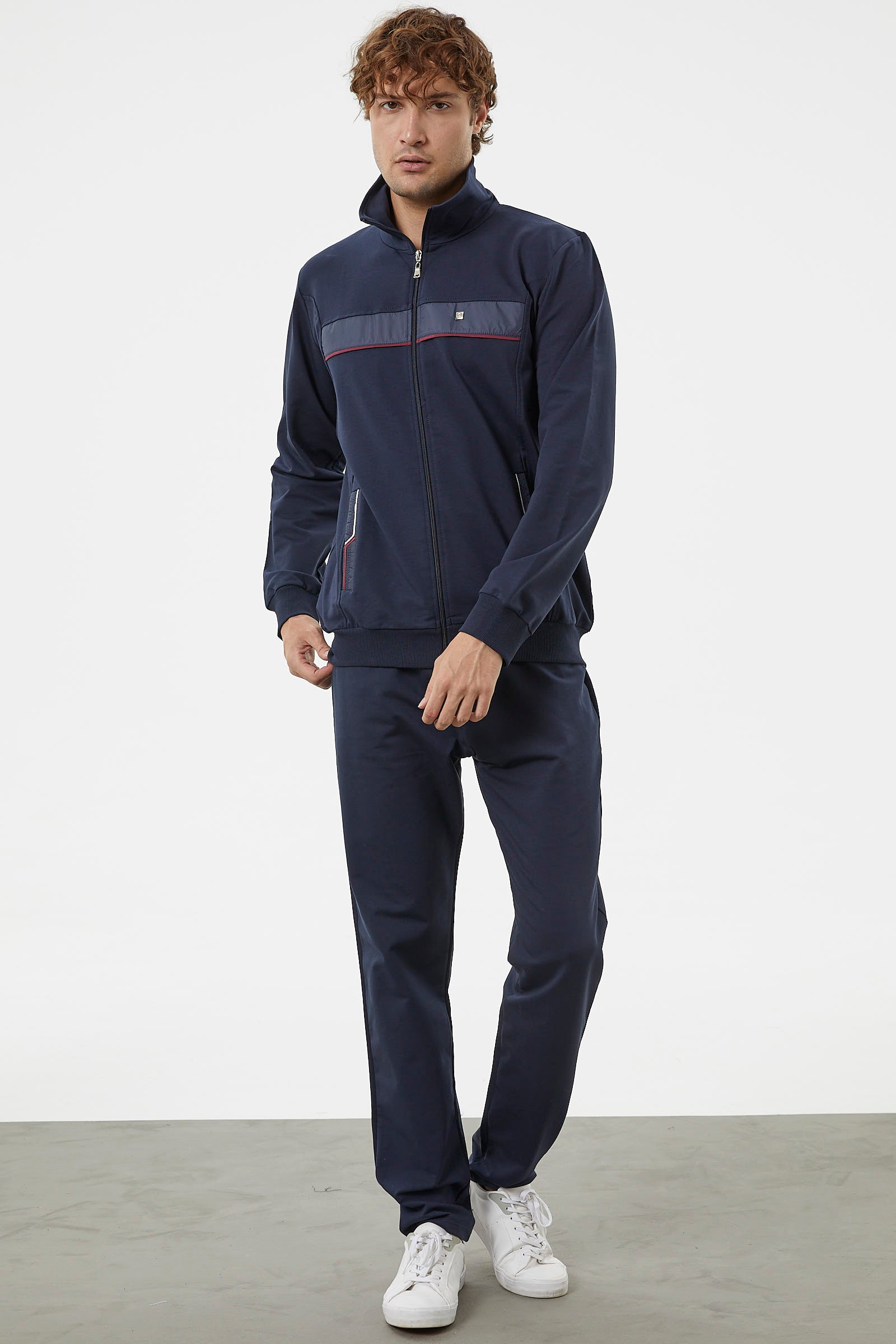 Şerit Detaylı Dik Yaka Eşofman Takım - Lacivert (2) Sementa