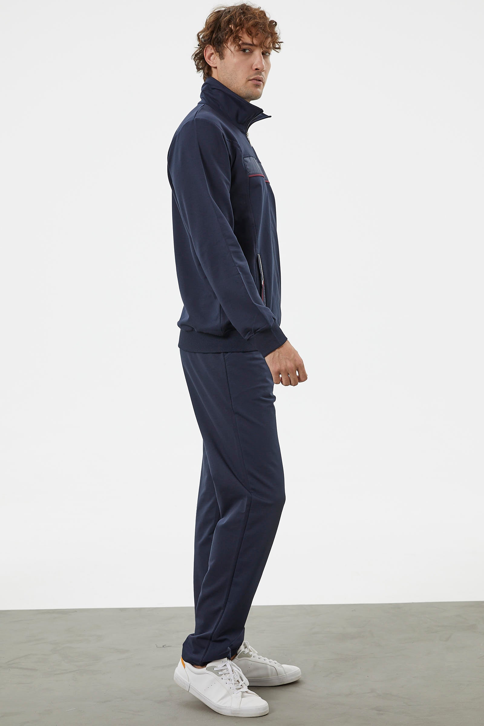 Şerit Detaylı Dik Yaka Eşofman Takım - Lacivert (6) Sementa