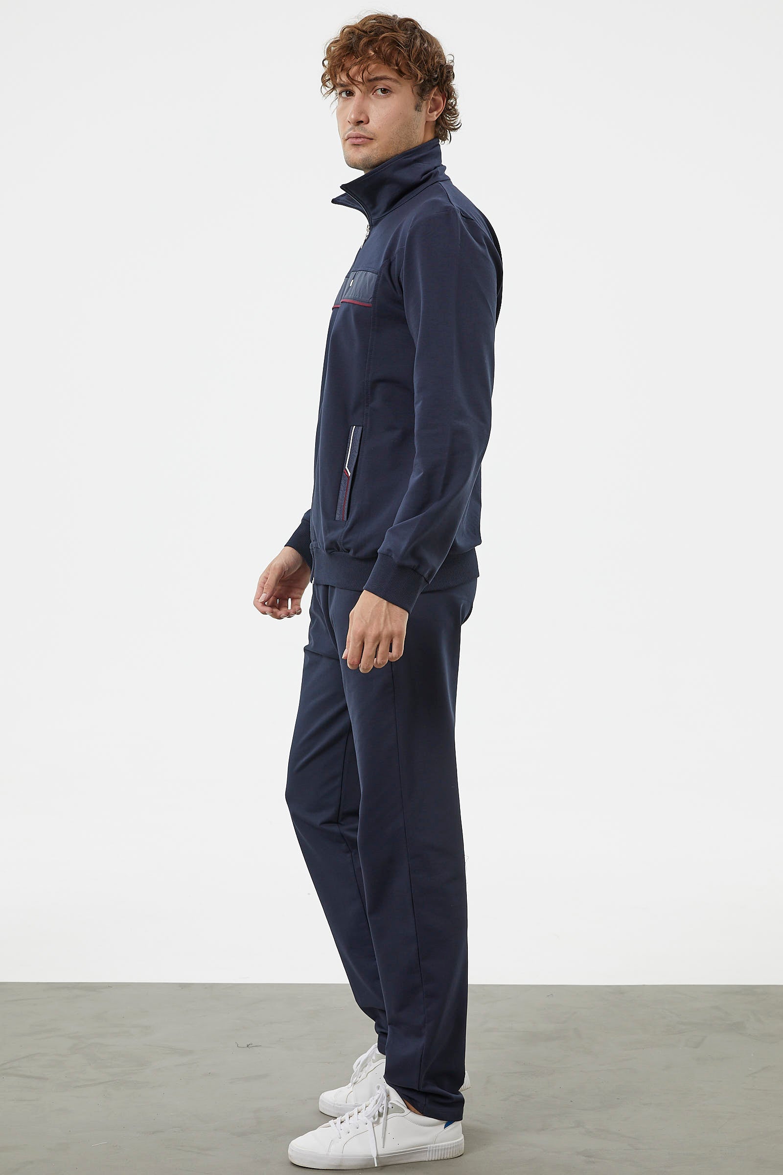 Şerit Detaylı Dik Yaka Eşofman Takım - Lacivert (5) Sementa