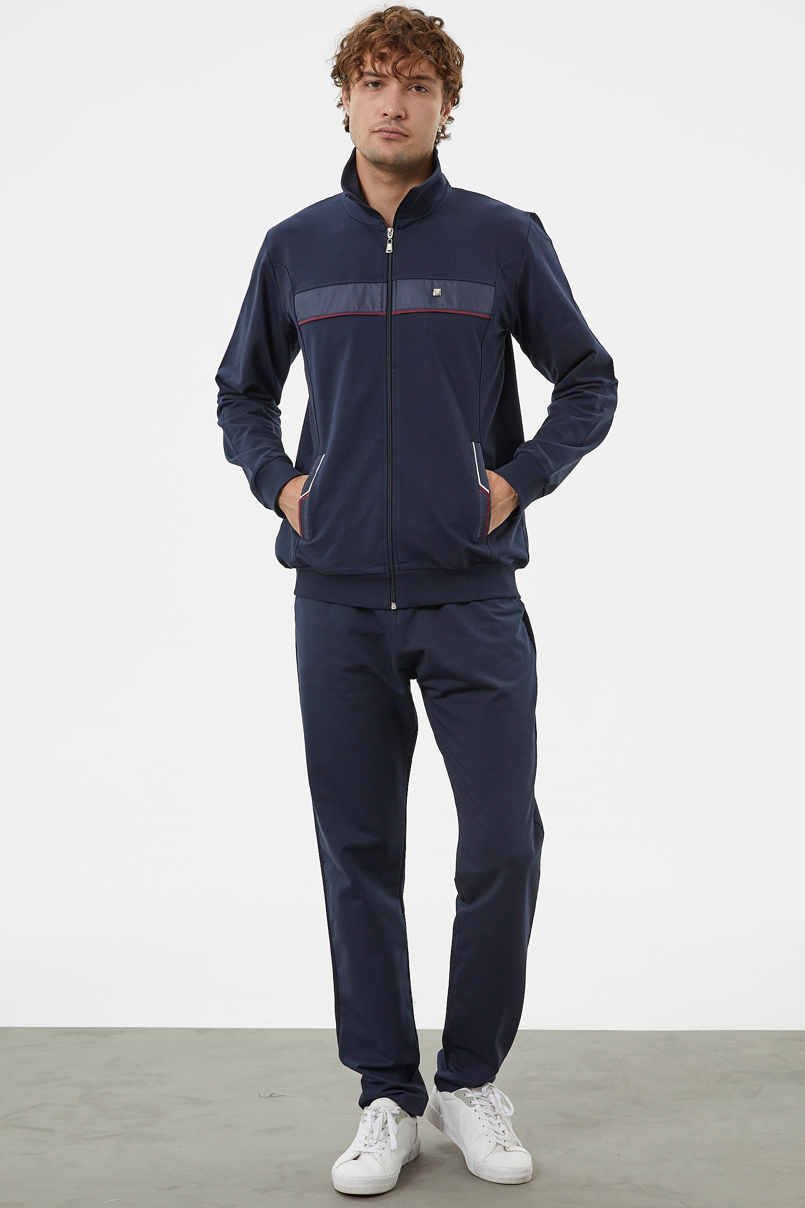 Şerit Detaylı Dik Yaka Eşofman Takım - Lacivert (3) Sementa