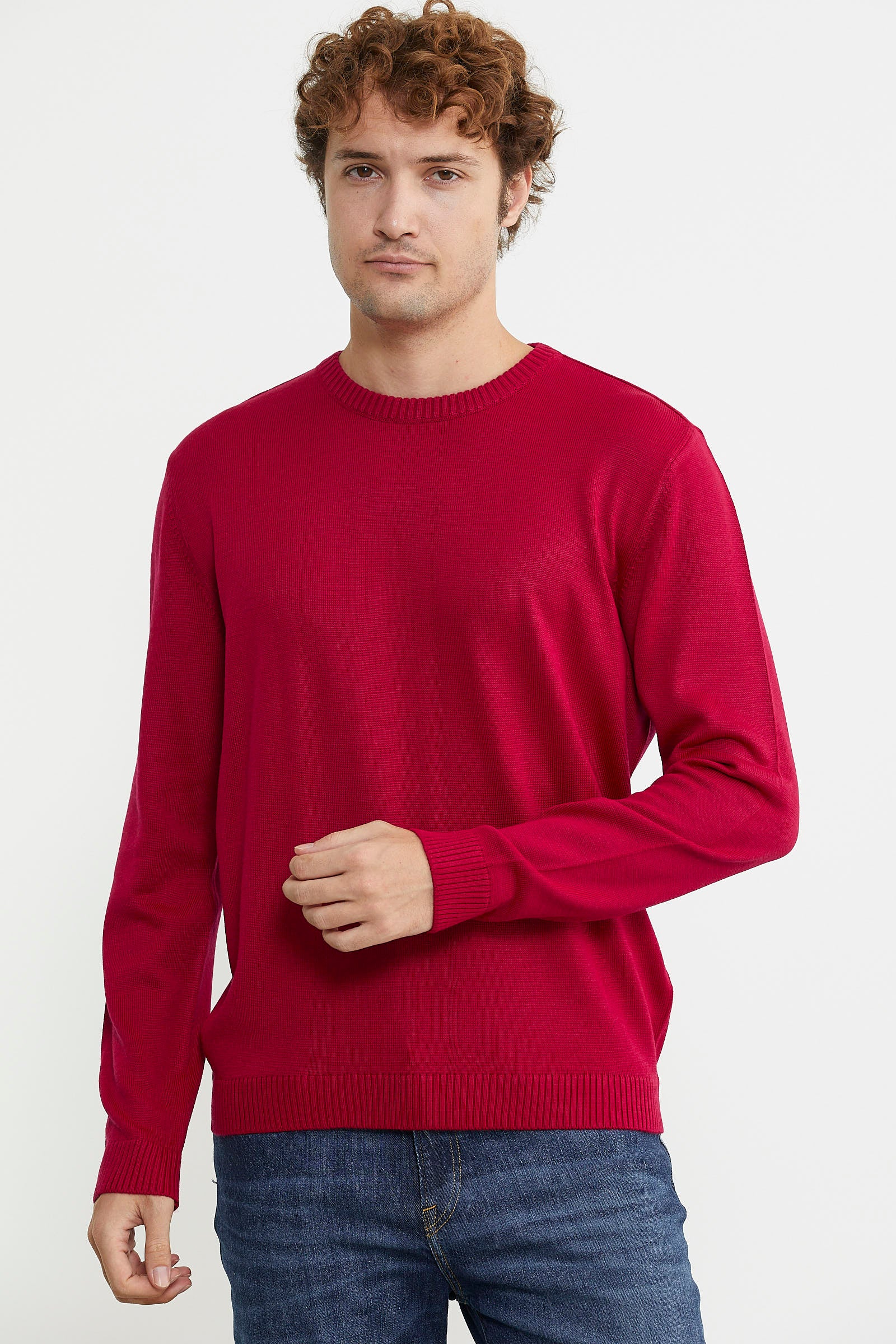 Sıfır Yaka Basic Triko Kazak - Kırmızı - Sementa