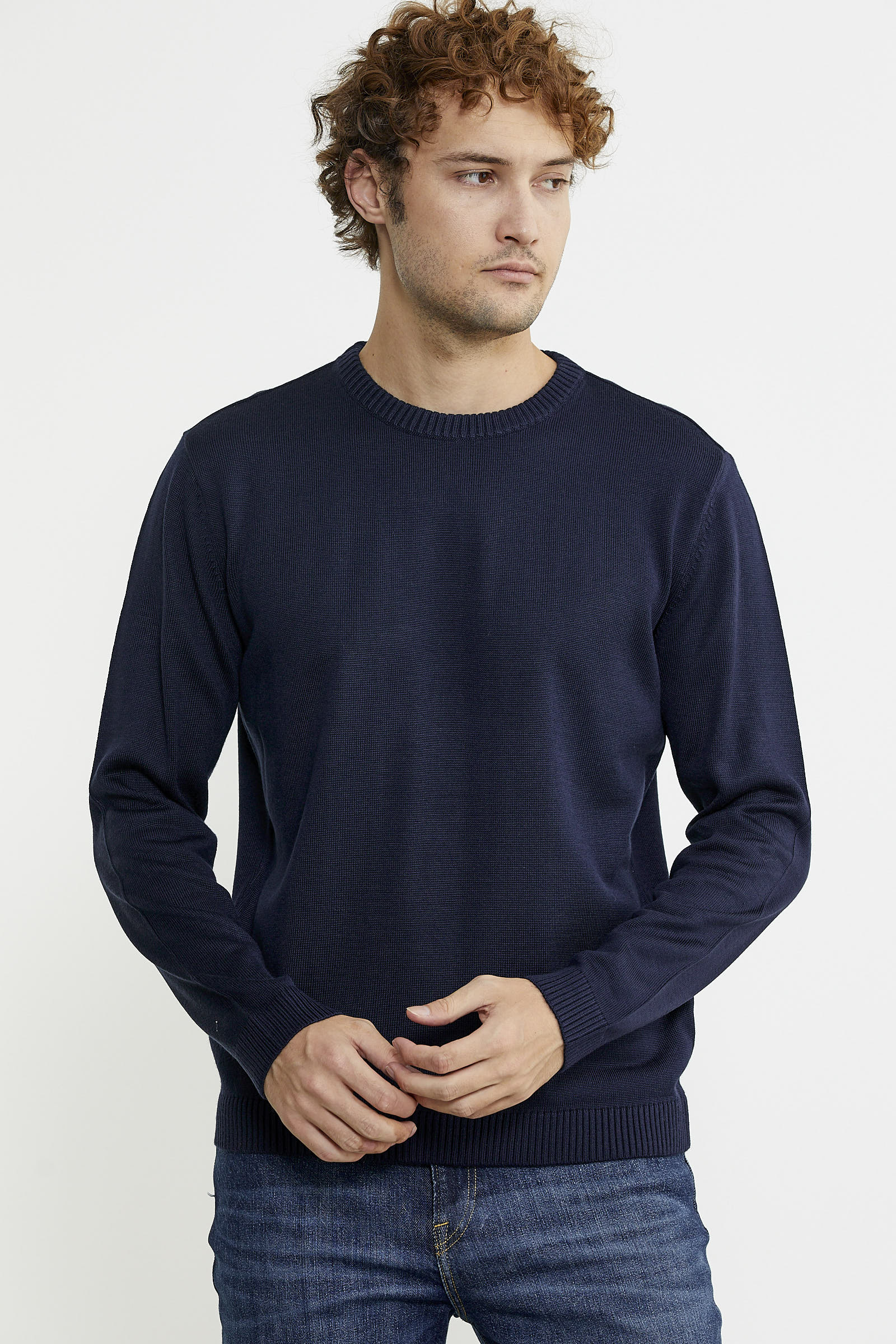 Sıfır Yaka Basic Triko Kazak - Lacivert - Sementa