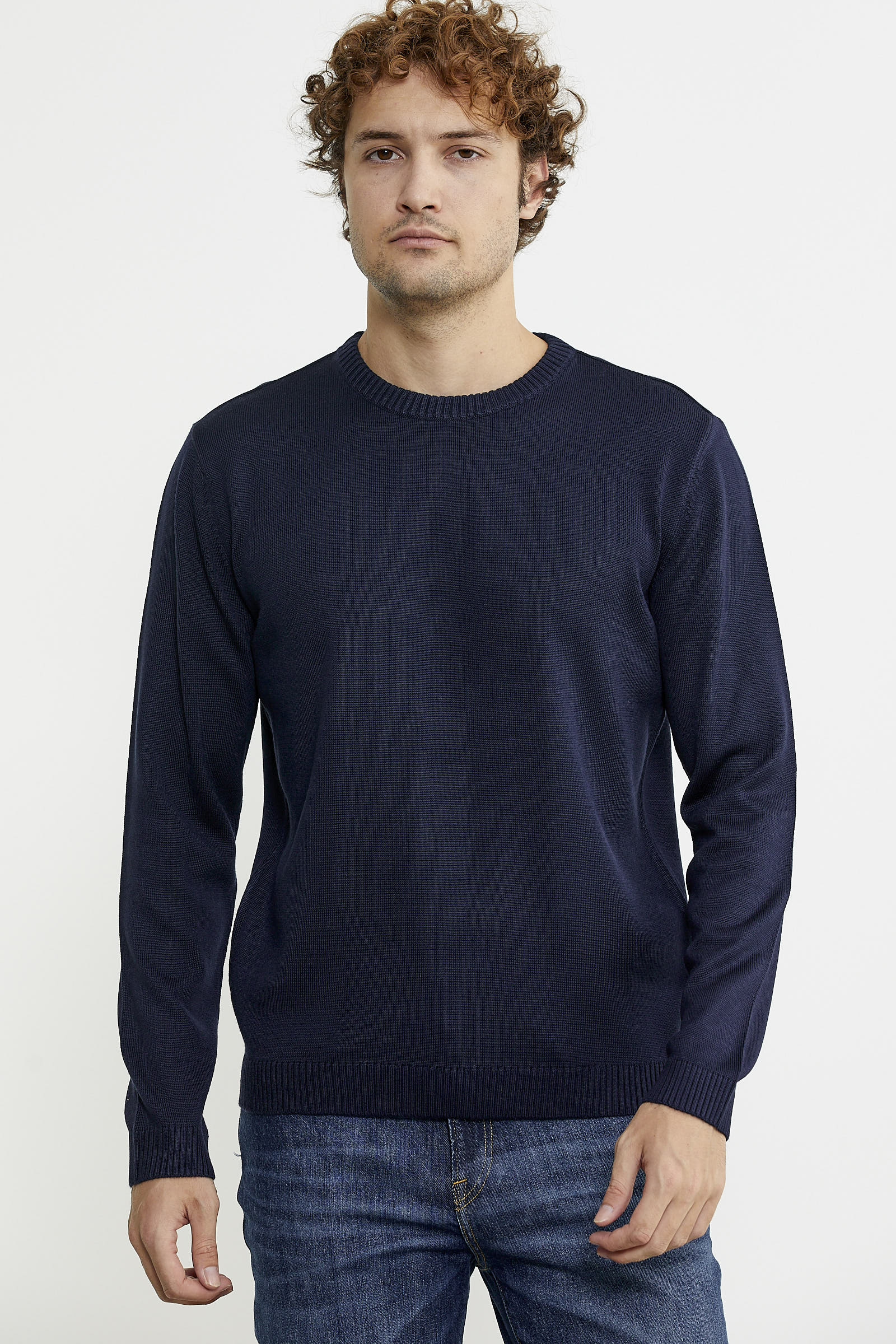 Sıfır Yaka Basic Triko Kazak - Lacivert - Sementa