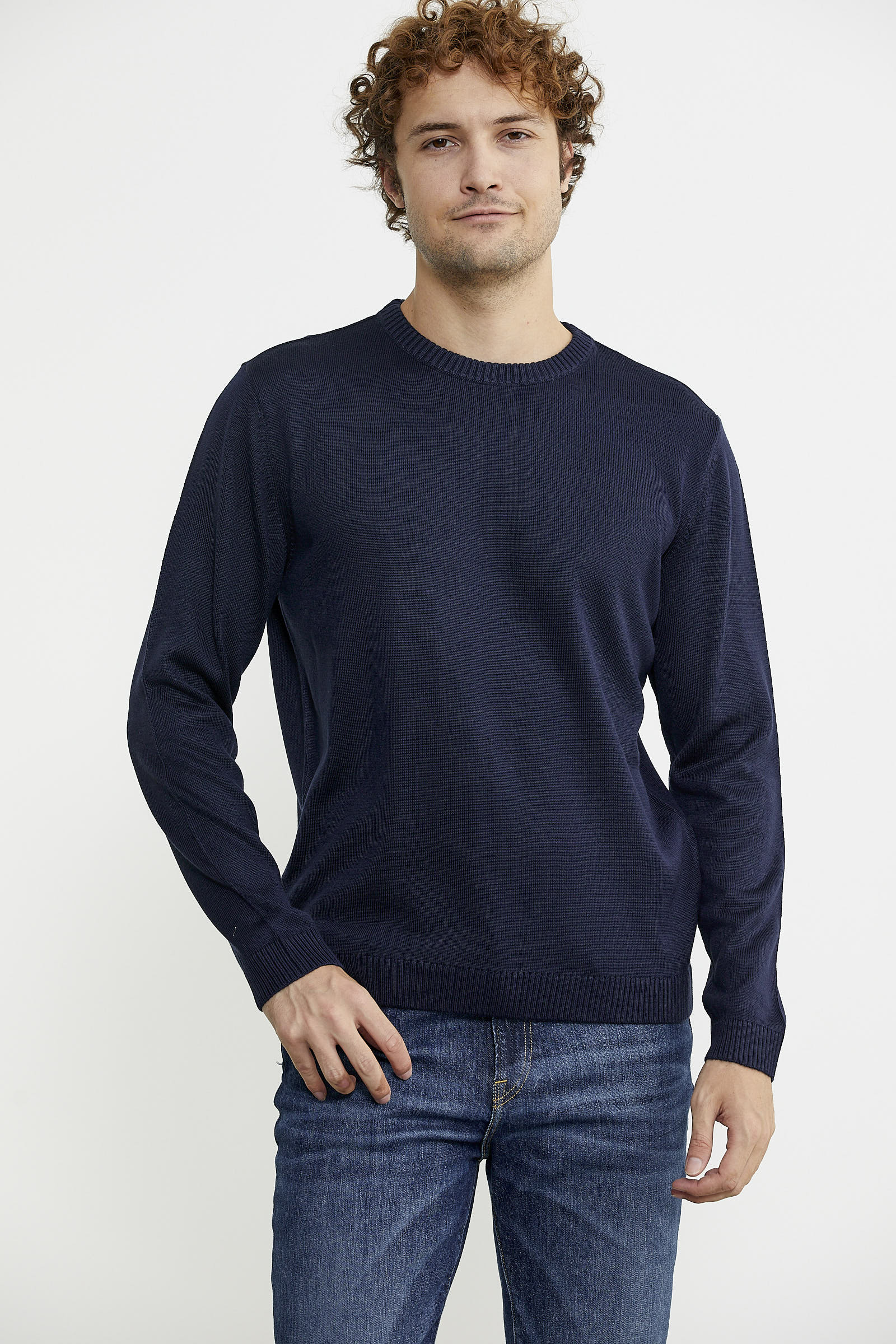 Sıfır Yaka Basic Triko Kazak - Lacivert - Sementa