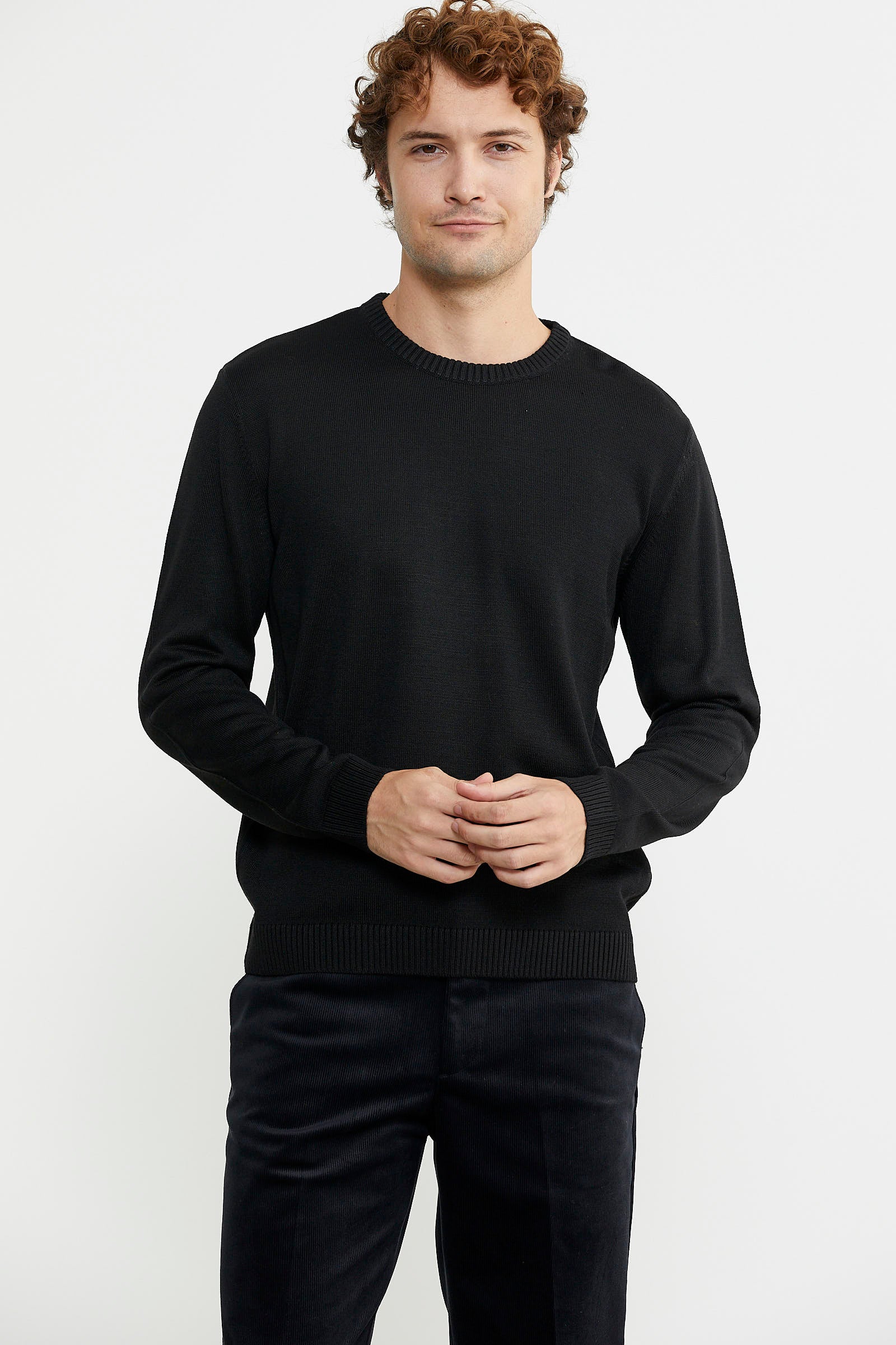 Sıfır Yaka Basic Triko Kazak - Siyah - Sementa