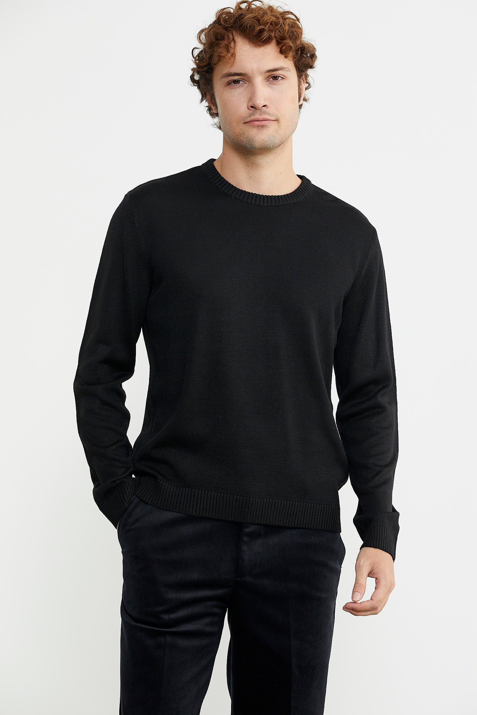 Sıfır Yaka Basic Triko Kazak - Siyah - Sementa