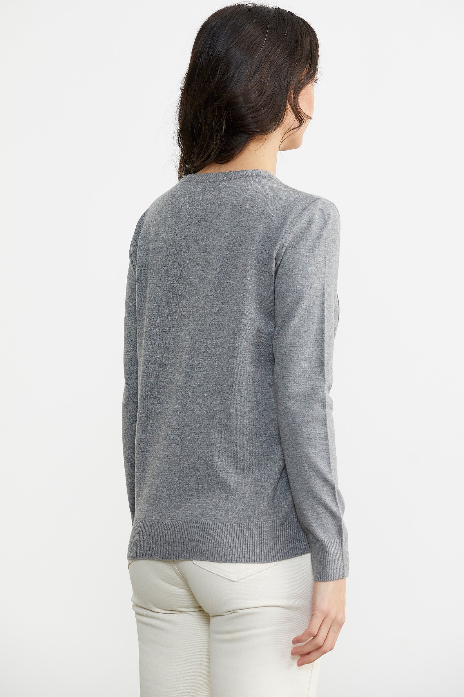 Sıfır Yaka Cepli Düğmeli Triko Kazak - Koyu Gri (5) Sementa