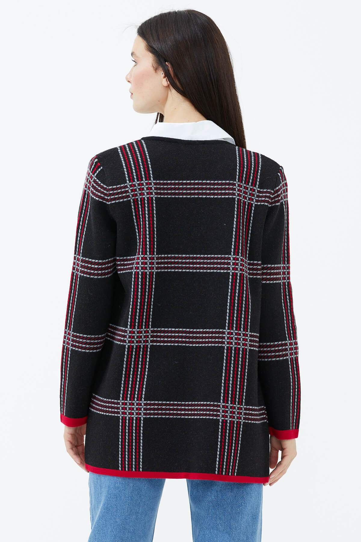 Sıfır Yaka Cepli Triko Ceket - Siyah (4) Sementa