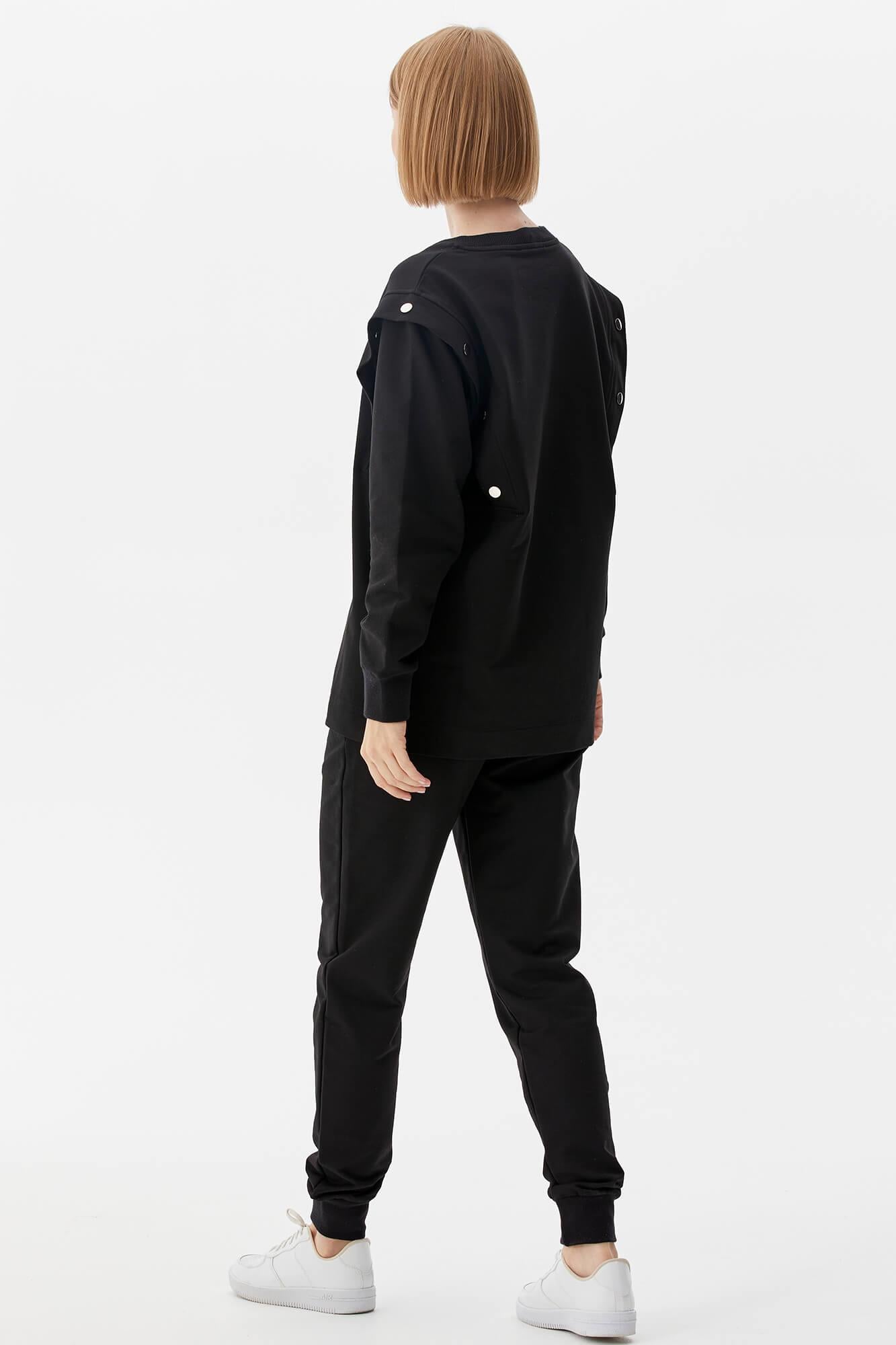 Sıfır Yaka ÇıtÇıt Detaylı Eşofman Takım - Siyah (7) Sementa