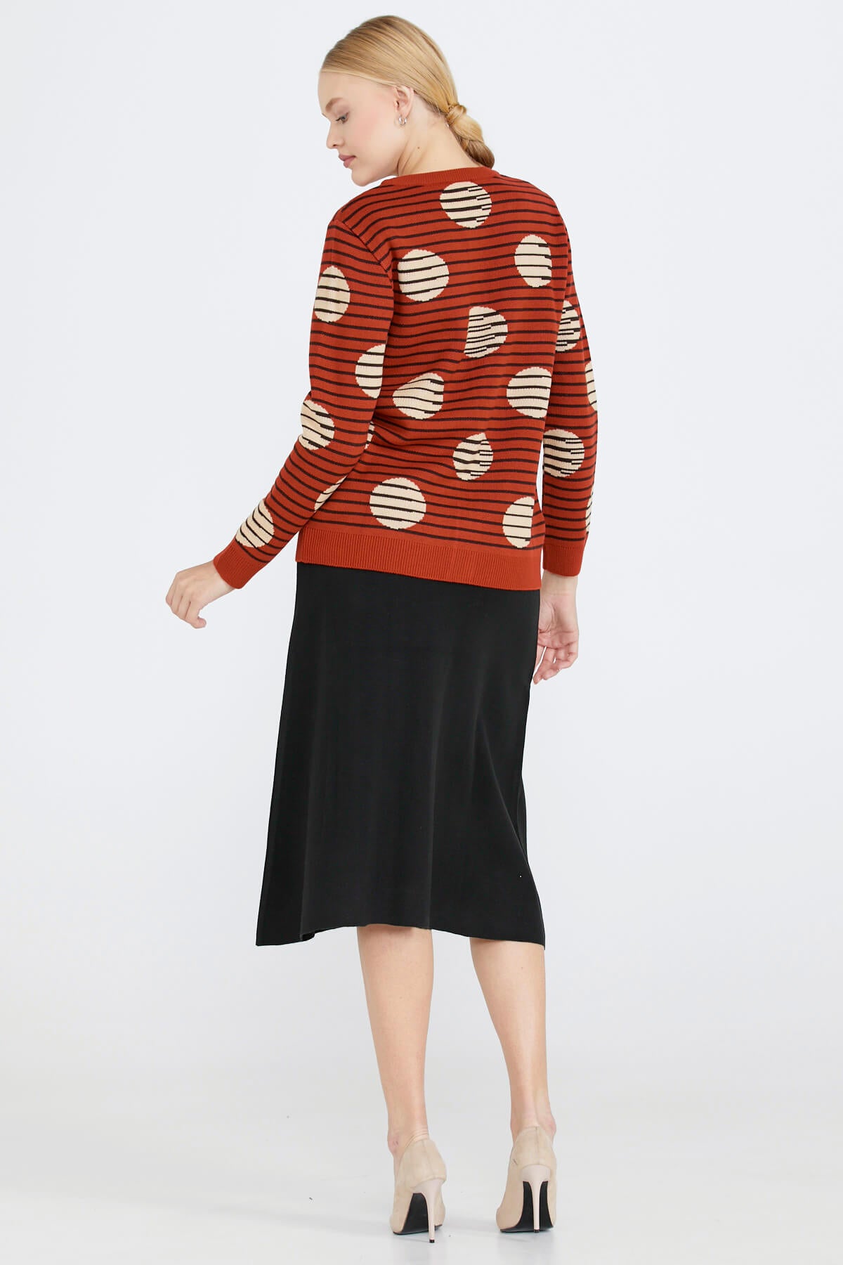 Sıfır Yaka Düğmeli Kadın Triko Ceket - Taba (4) Sementa