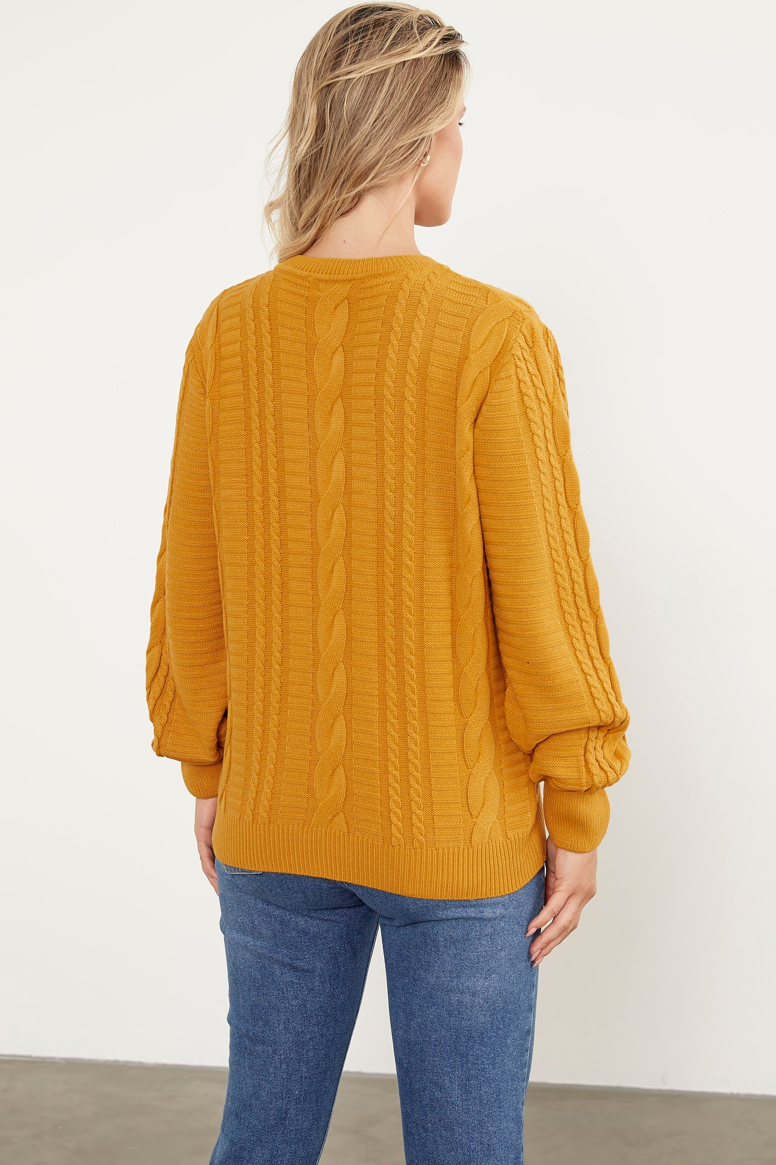 Sıfır Yaka Düğmeli Triko Hırka - Güneş (5) Sementa