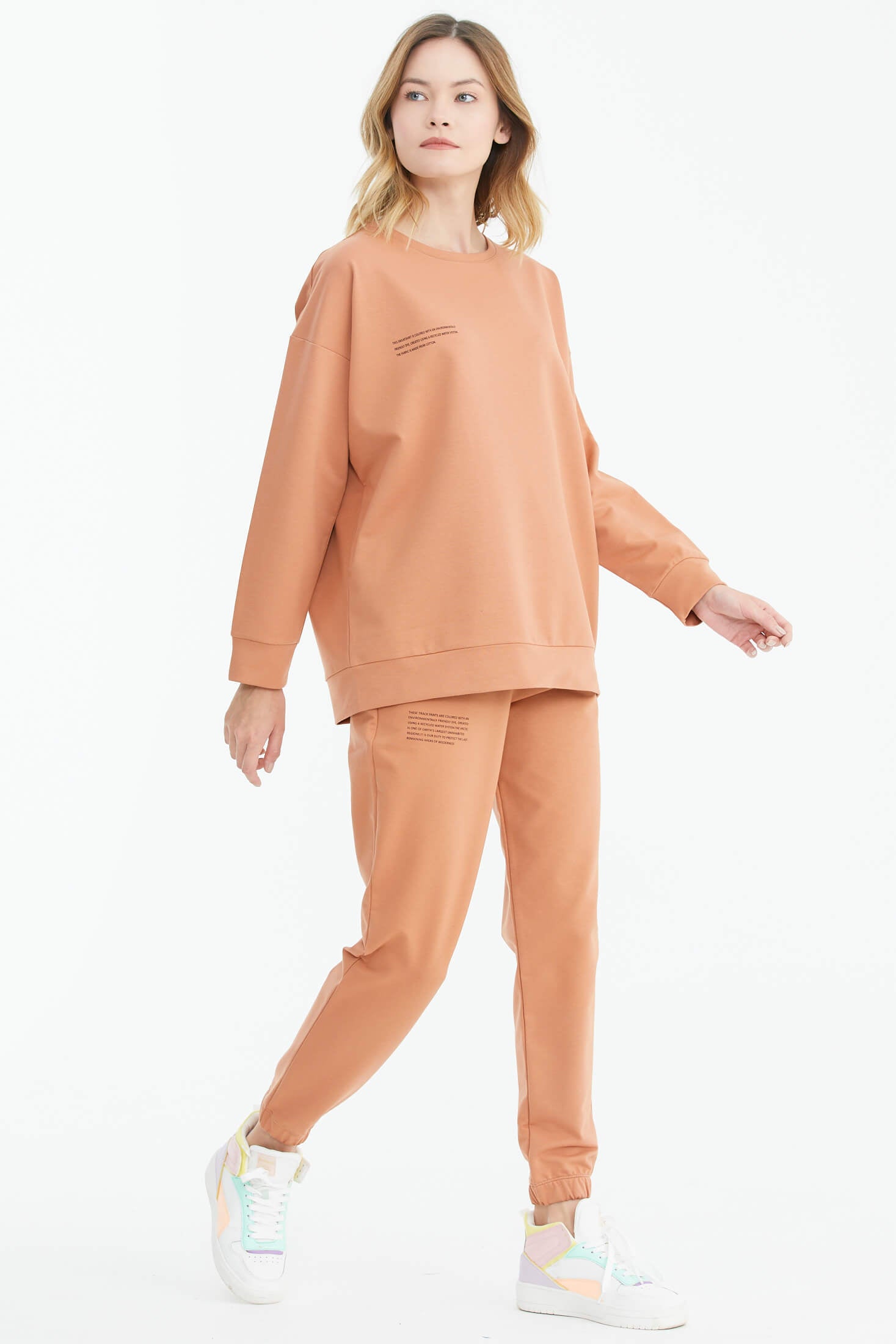Sıfır Yaka Oversize Sweat - Somon (4) Sementa
