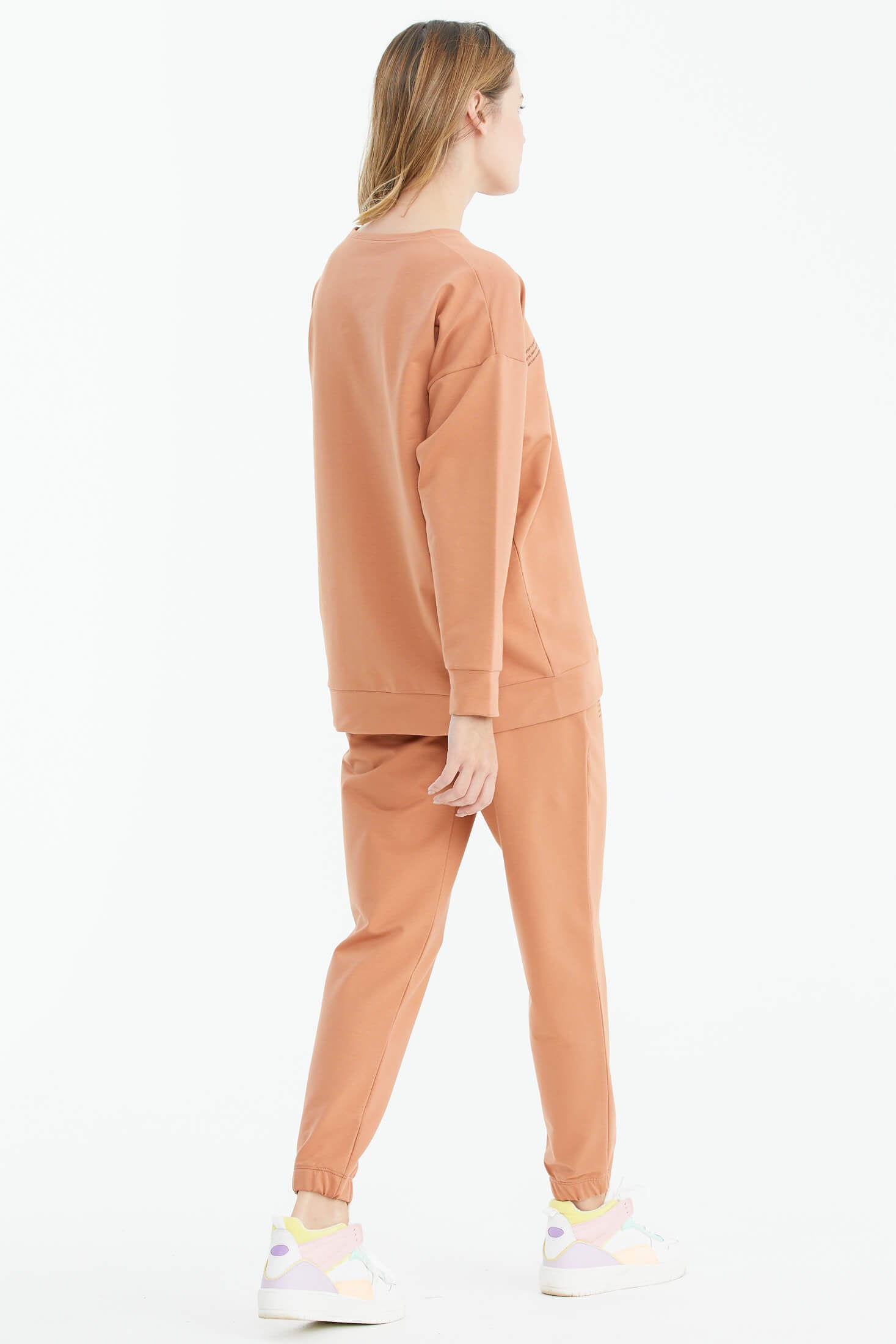 Sıfır Yaka Oversize Sweat - Somon (5) Sementa