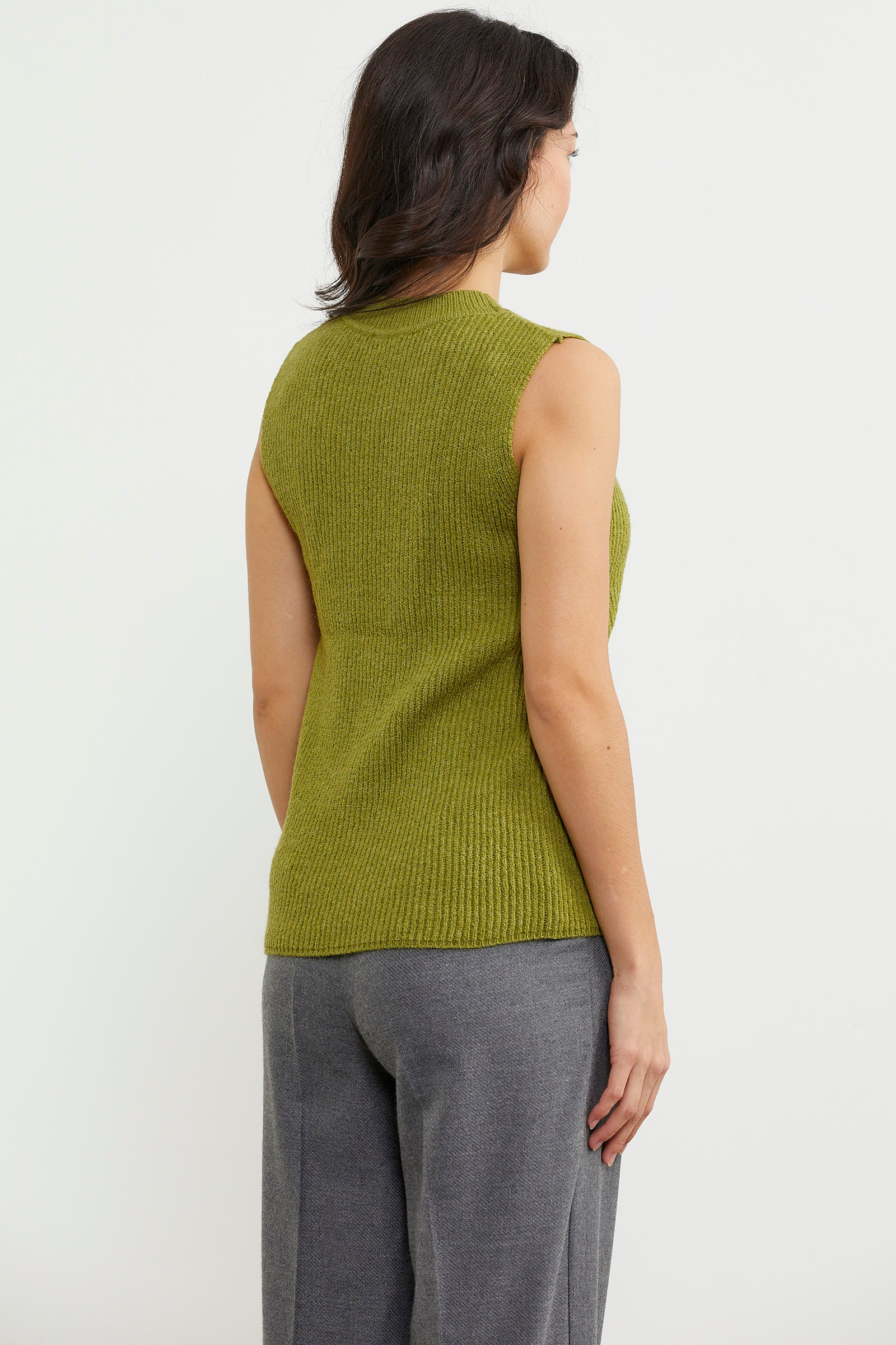 Derbili Sıfır Yaka Triko Süveter - Yeşil (6) Sementa